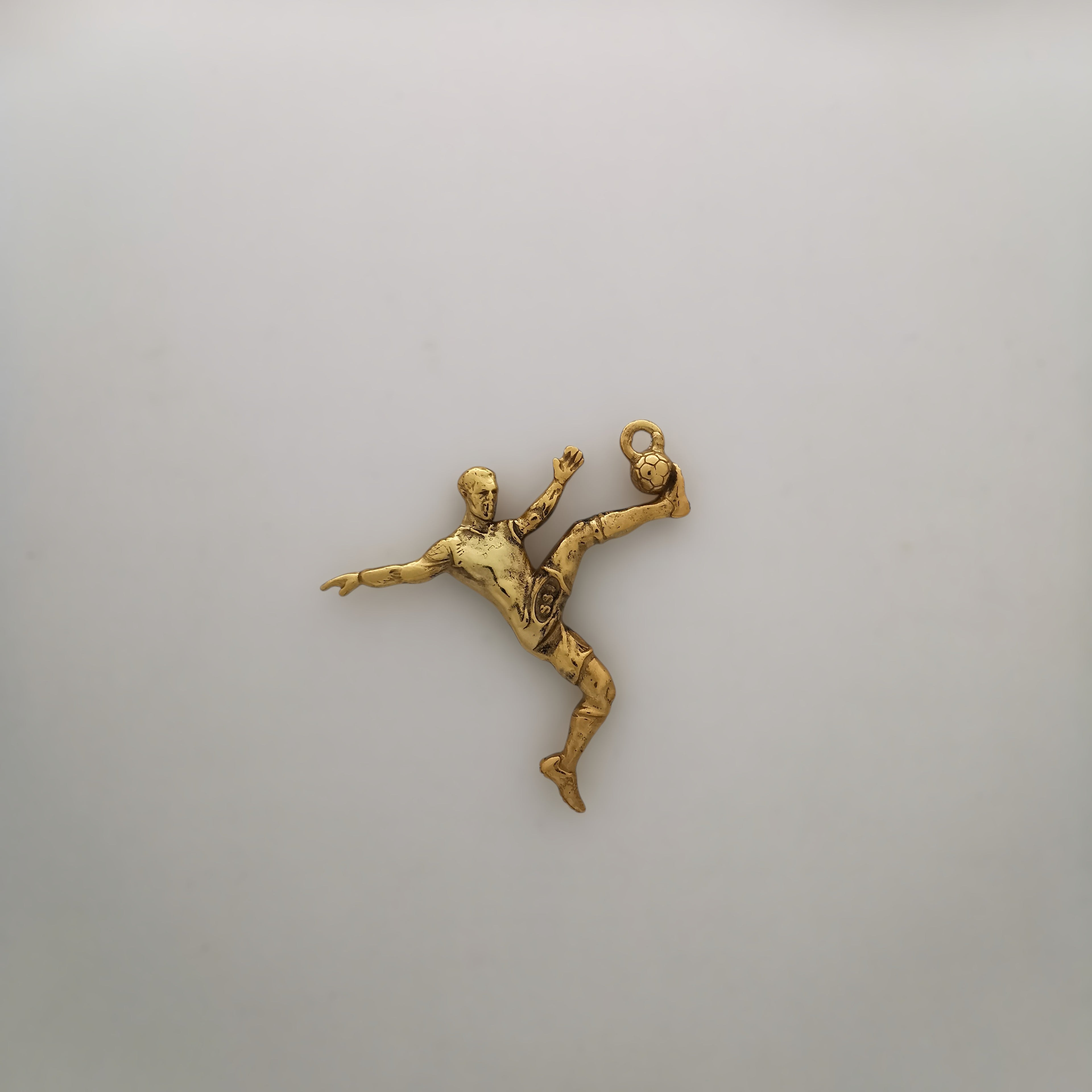 Football (Soccer) Pendant for Men – 925 Silver with Partial Gold Plating Jewelry Gift – Handcrafted Sports Charm for Players, Necklace