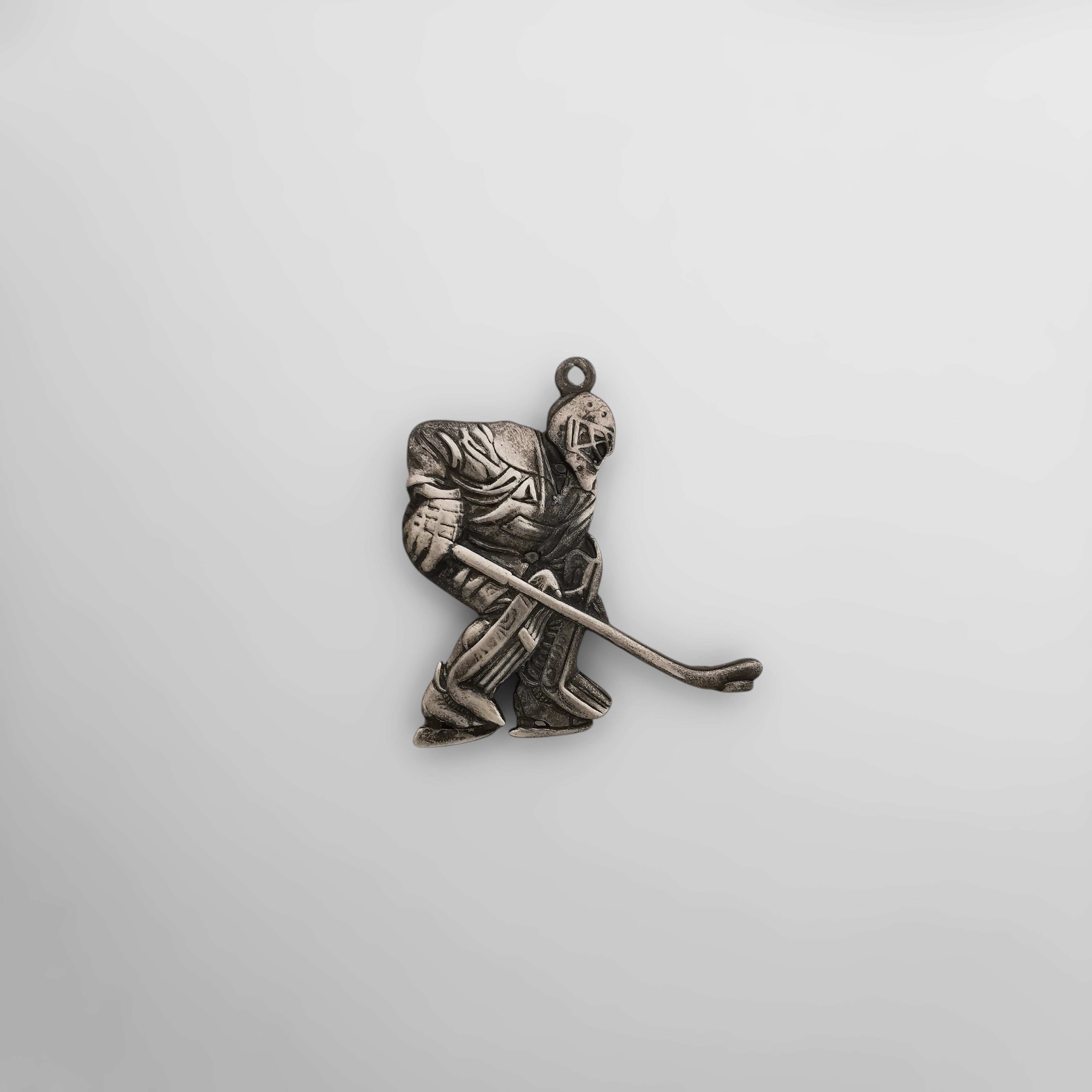 Ice Hockey Jewelry Pendant for Men – 925 Silver with Partial Gold Plating – Goalie Sports Gift for Players, Fans & Coaches – Necklace
