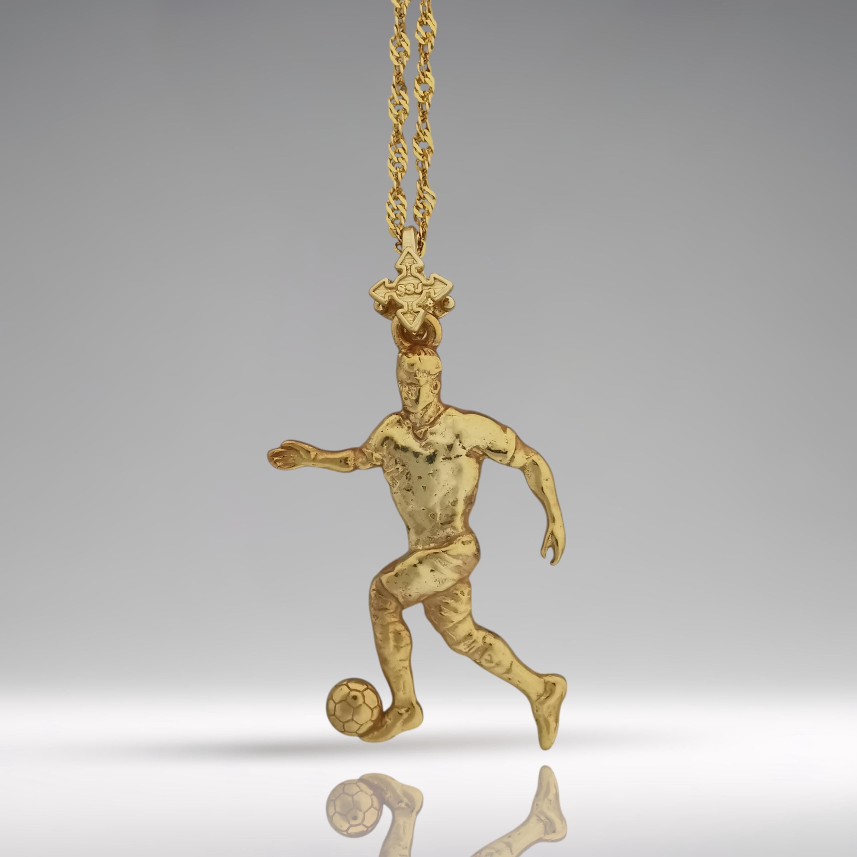 Football (Soccer) Pendant for Men – Gold-Plated 925 Silver Jewelry Gift – Handcrafted Sports Charm for Players, Coach