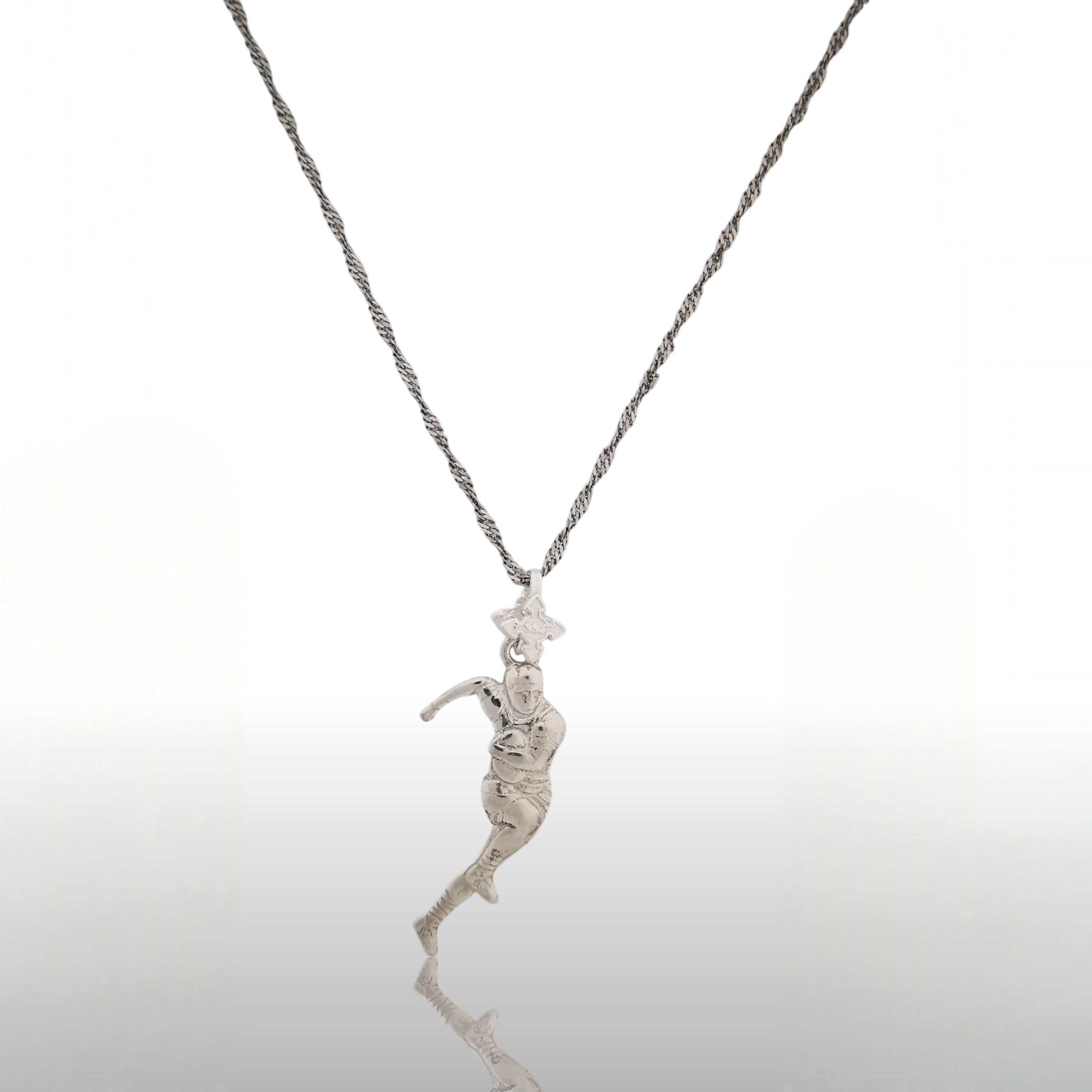 Rugby Jewelry Pendant for Men – Classic 925 Silver Gift – Sports Accessory for Players and Team Spirits – Necklace