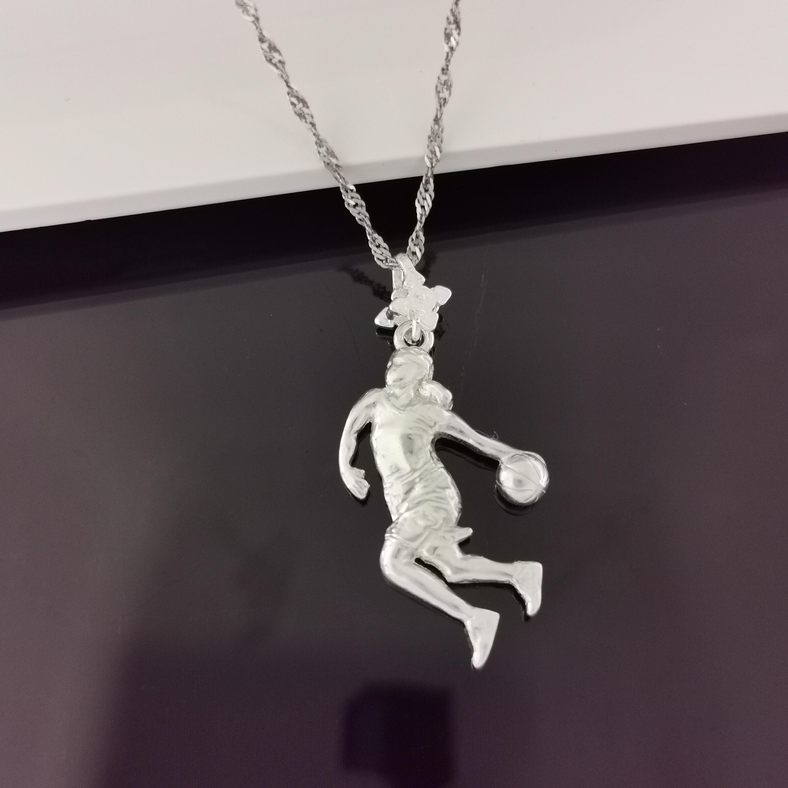 Basketball Pendant for Women and Girls – Classic Silver 925 Jewelry Gift – Handcrafted Sports Charm for Players, Coaches & Fans – Necklace