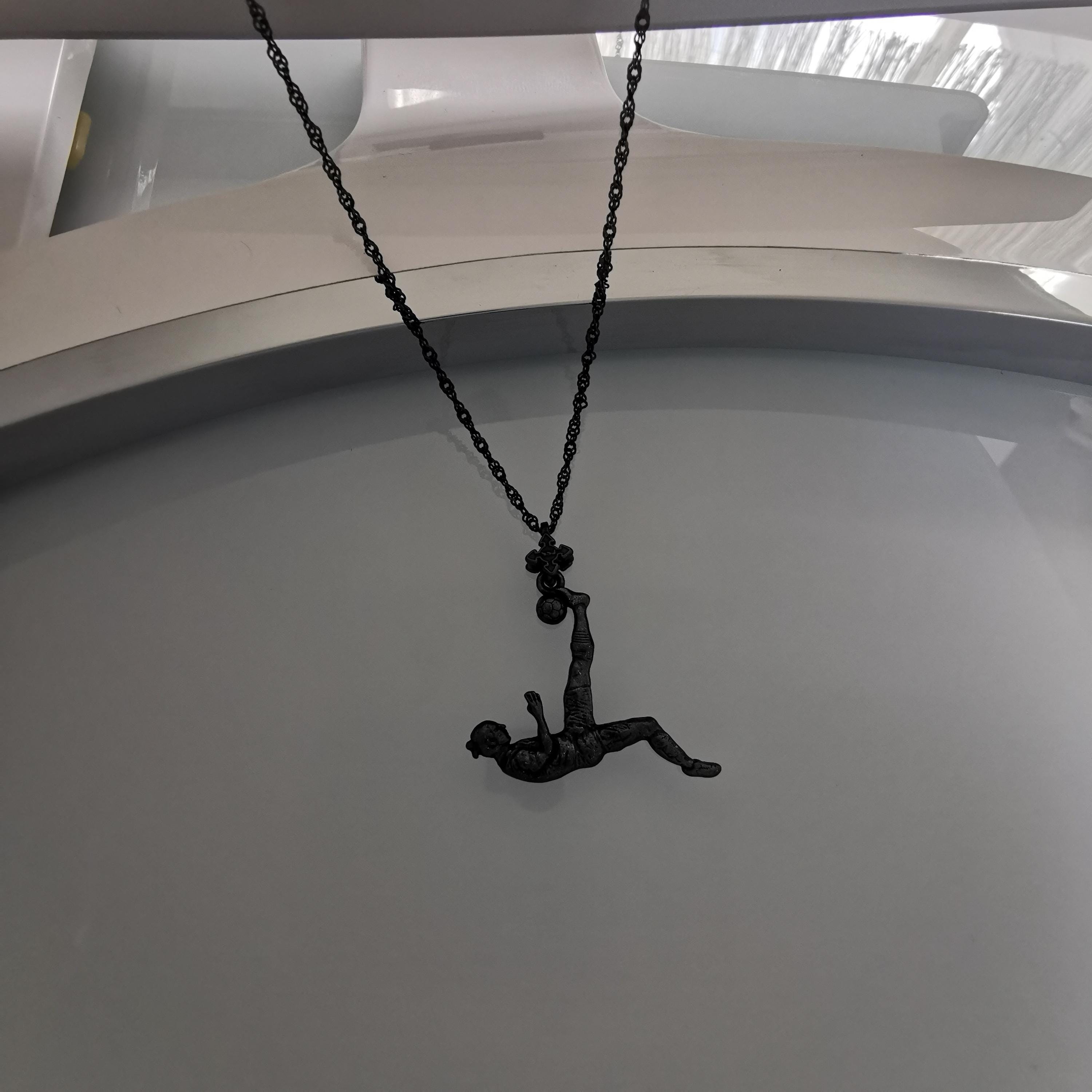 Football (Soccer) Jewelry Pendant for Men – Oxidized Black 925 Silver Gift – Handcrafted Sports Charm for Players & Fans – Necklace