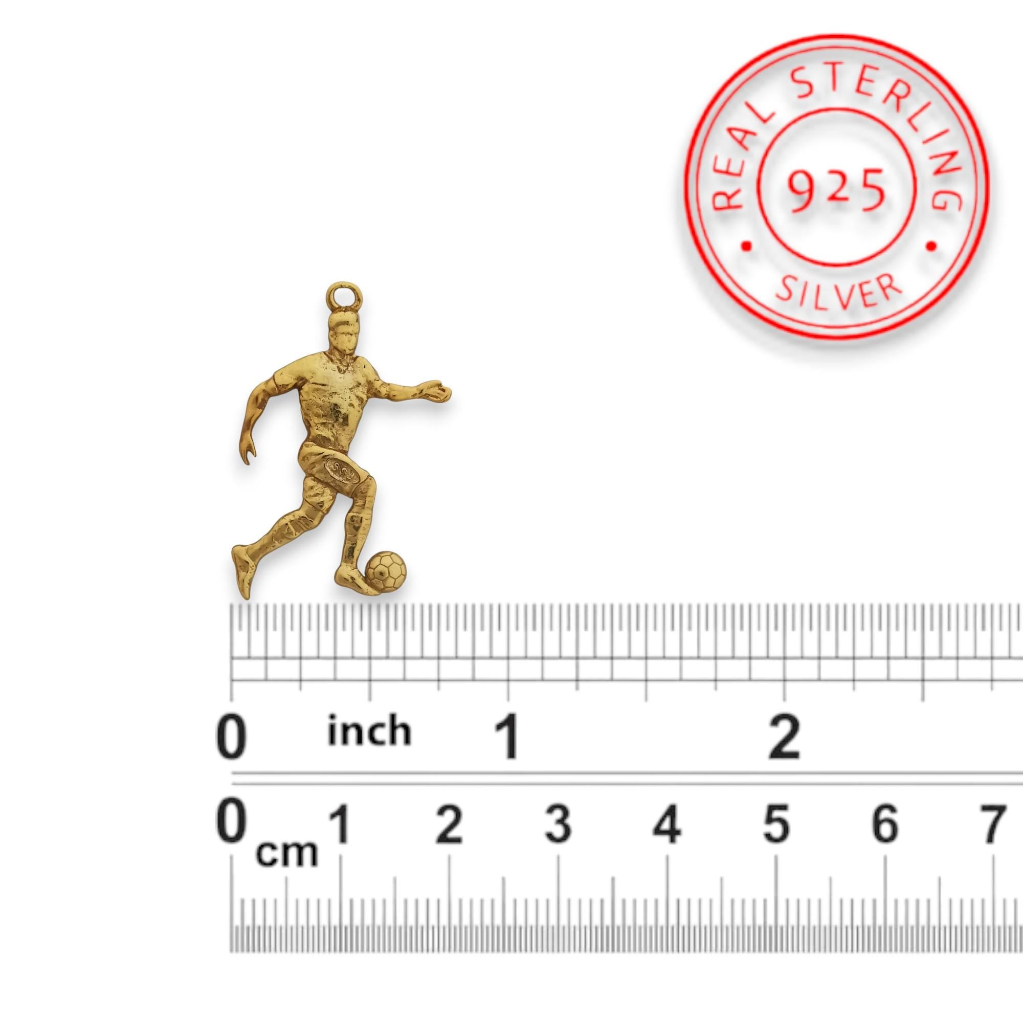 Football (Soccer) Pendant for Men – Gold-Plated 925 Silver Jewelry Gift – Handcrafted Sports Charm for Players, Coach