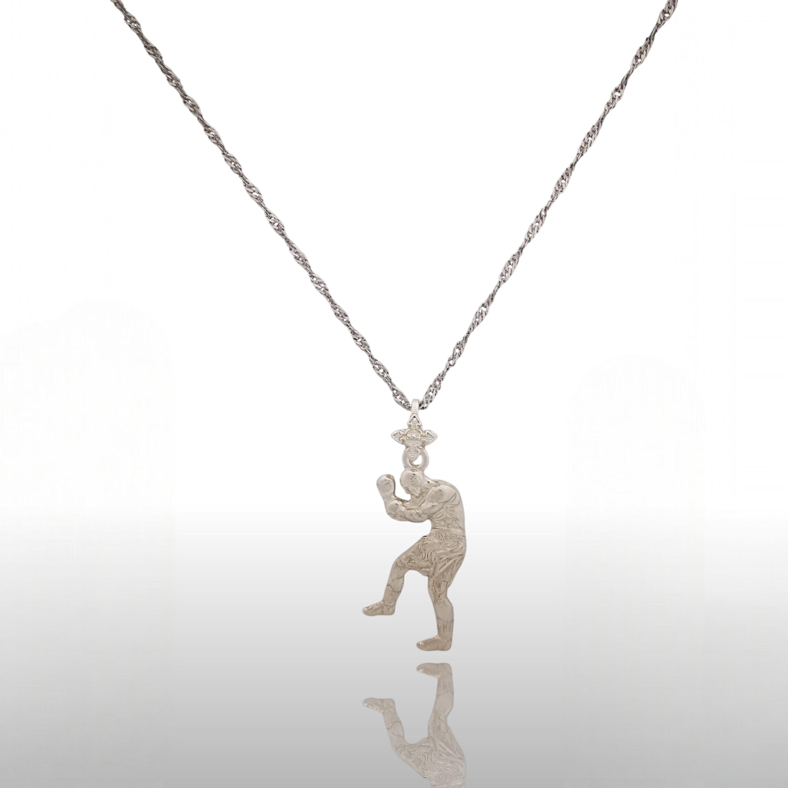 Boxing Jewelry Pendant for Men – Classic 925 Sterling Silver Gift – Handcrafted Sports Accessory for Fighters & Coaches – Necklace