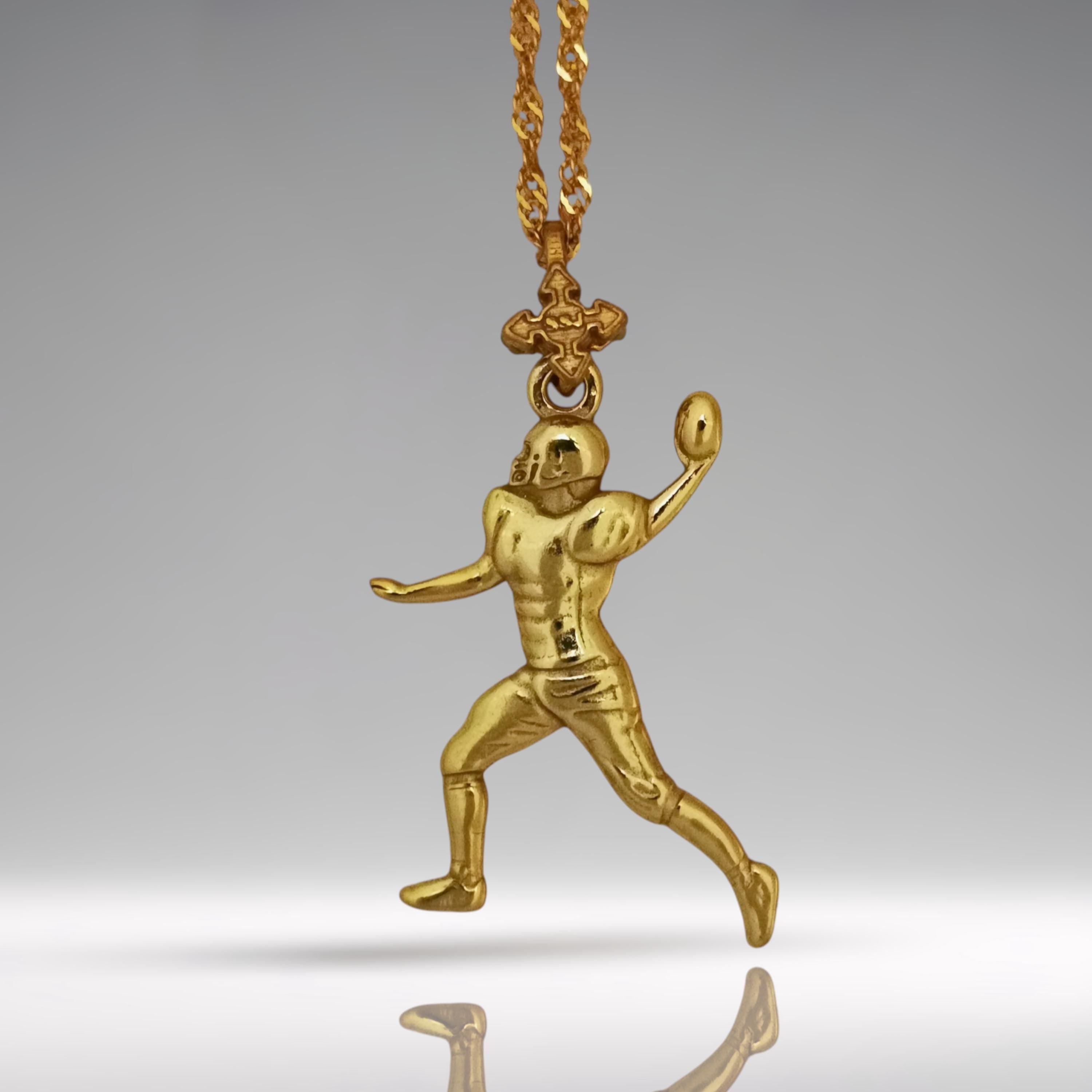 American Football Jewelry Pendant for Men – Gold-Plated 925 Silver Gift – Handcrafted Sports Accessory for Game Day – Necklace