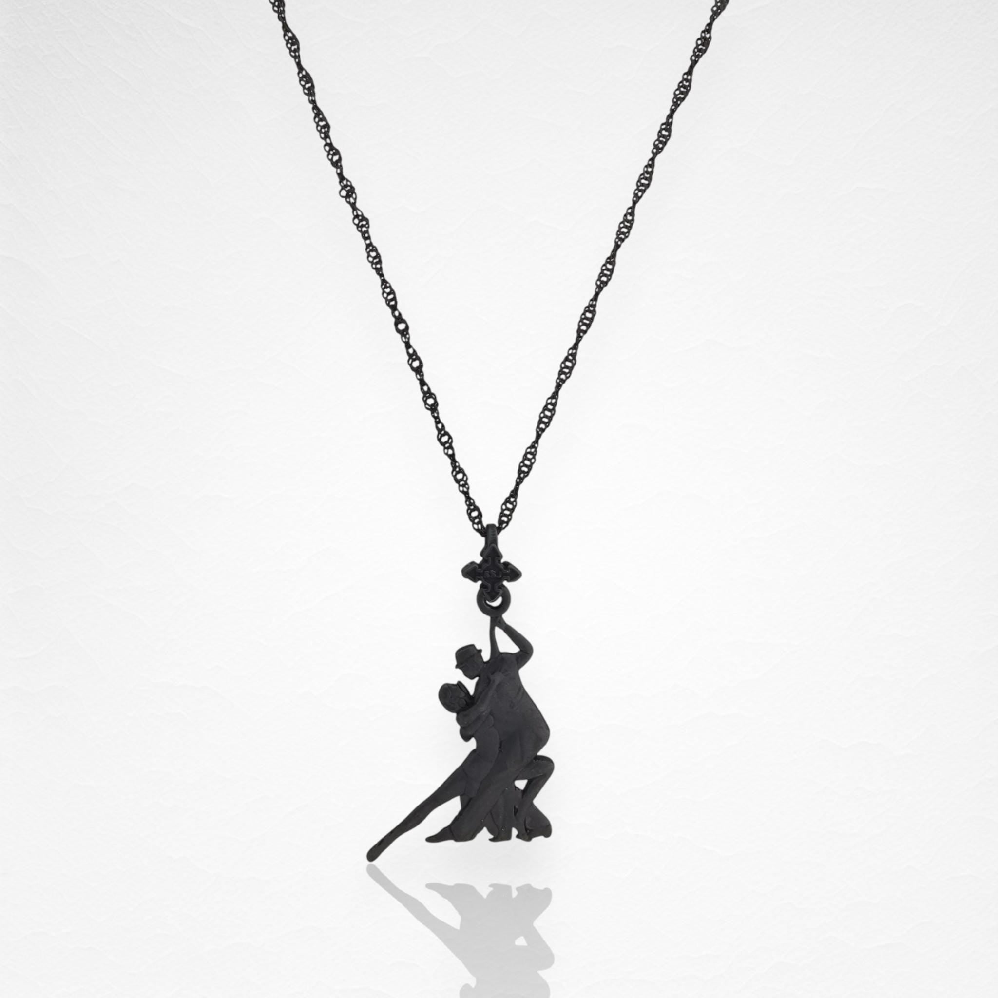 Dance Jewelry Pendant for Women – Oxidized Black 925 Silver Gift – Tango Salsa Sports Charm for Couples, Dancers & Artists – Necklace