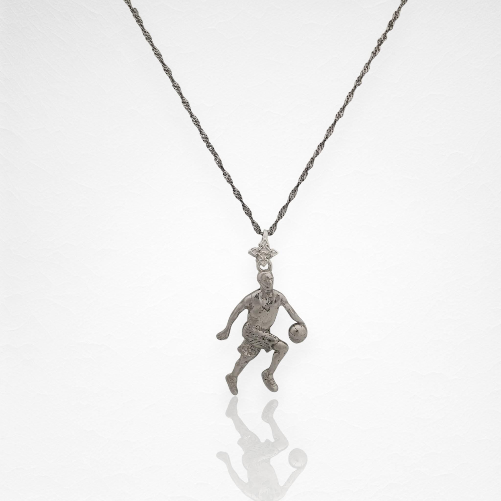 Basketball Jewelry Pendant for Men – Classic Silver 925 Gift – Handcrafted Sports Charm for Players and Collectors – Necklace