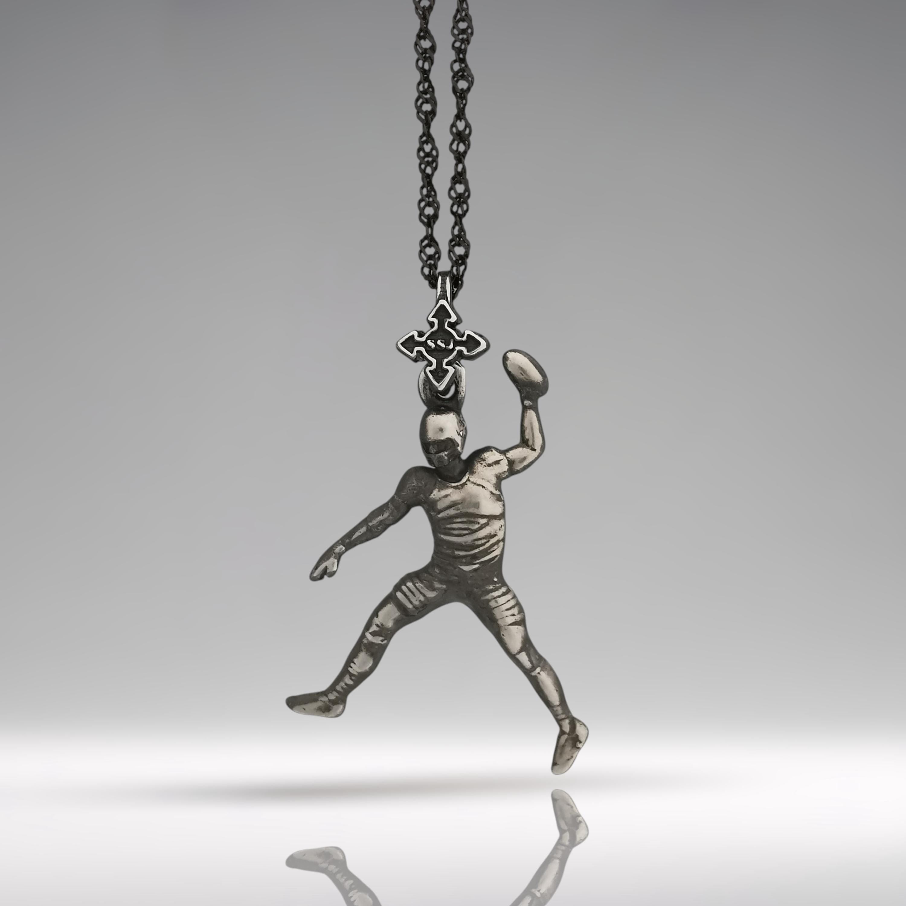 American Football Jewelry Pendant for Men – Vintage Style 925 Silver Gift – Sports Necklace