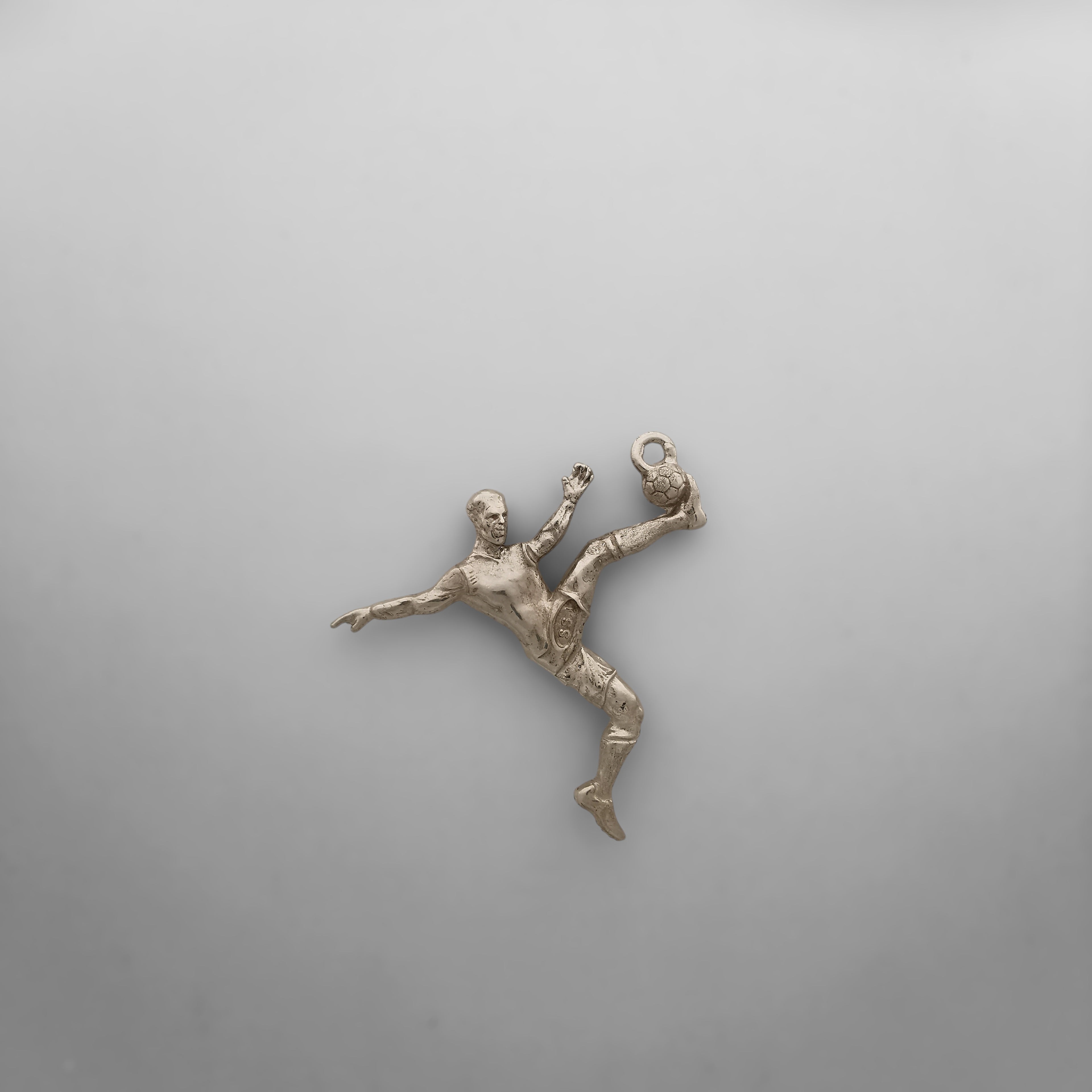 Football (Soccer) Pendant for Men – 925 Silver with Partial Gold Plating Jewelry Gift – Handcrafted Sports Charm for Players, Necklace