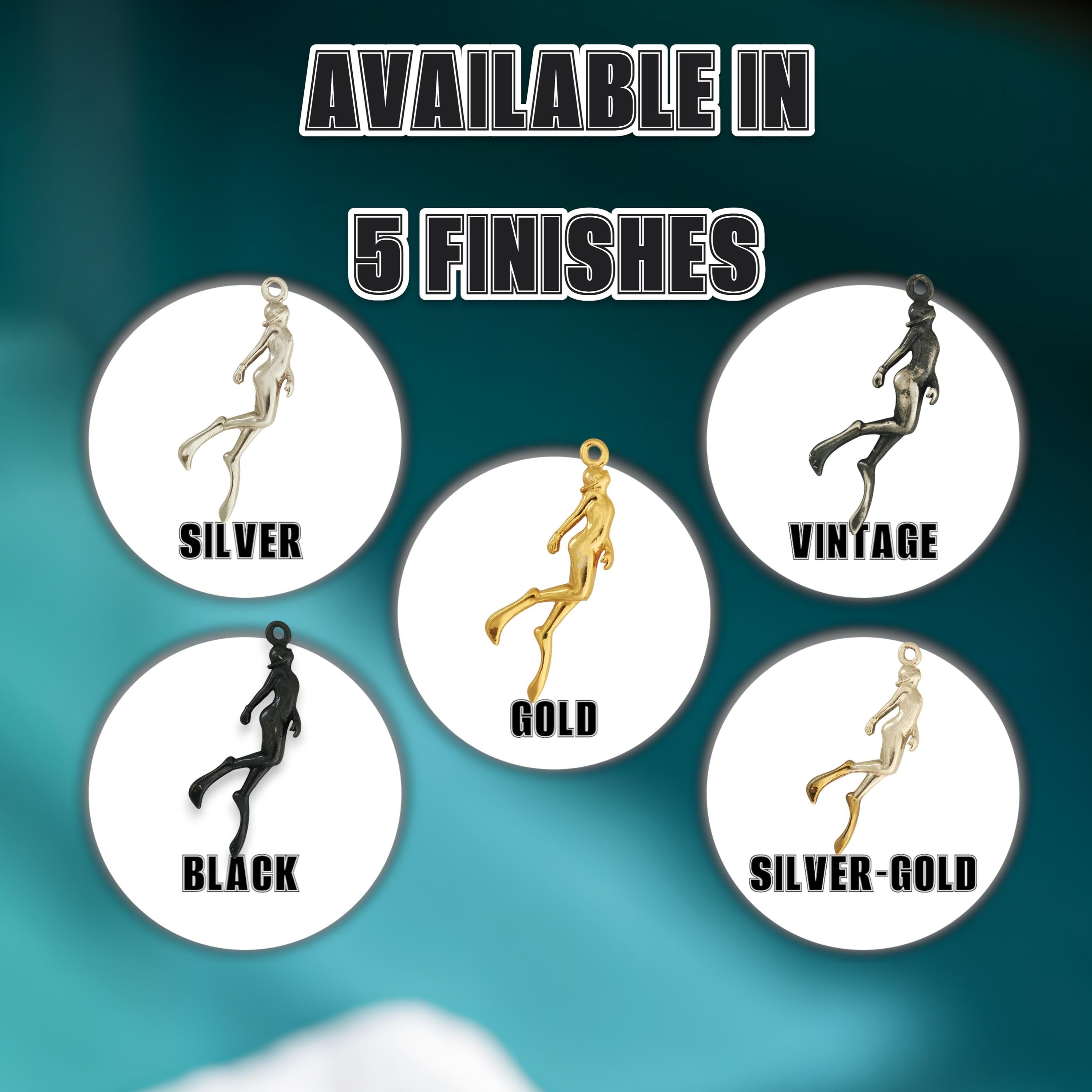 Diving Jewelry Pendant for Women – Silver with Gold Detail 925 Gift – Sports Accessory for Swimmers and Diver Girls – Necklace