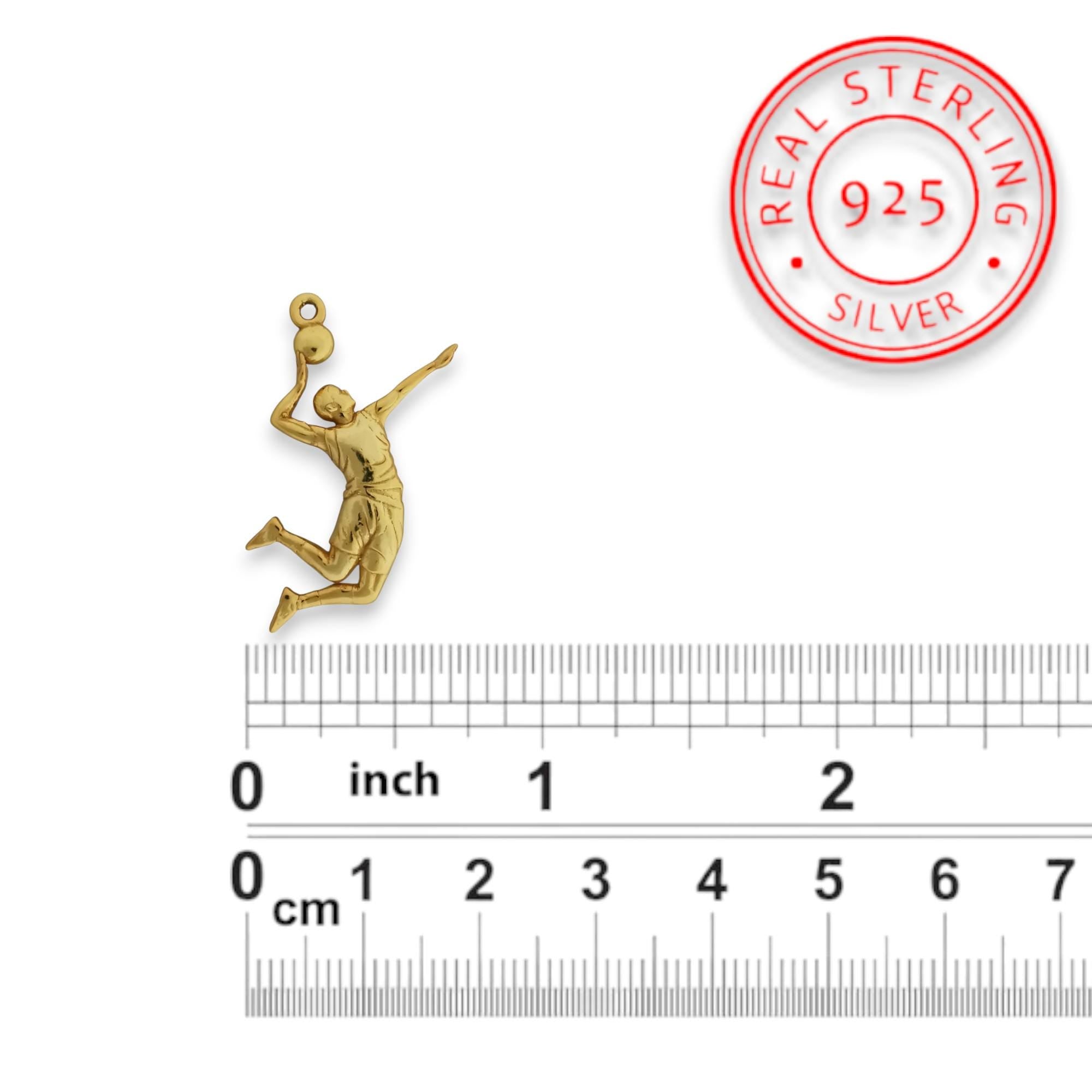 Volleyball Pendant for Men – Gold-Plated 925 Silver Jewelry Gift – Handcrafted Sports Charm for Players, Coaches & Fans – Necklace