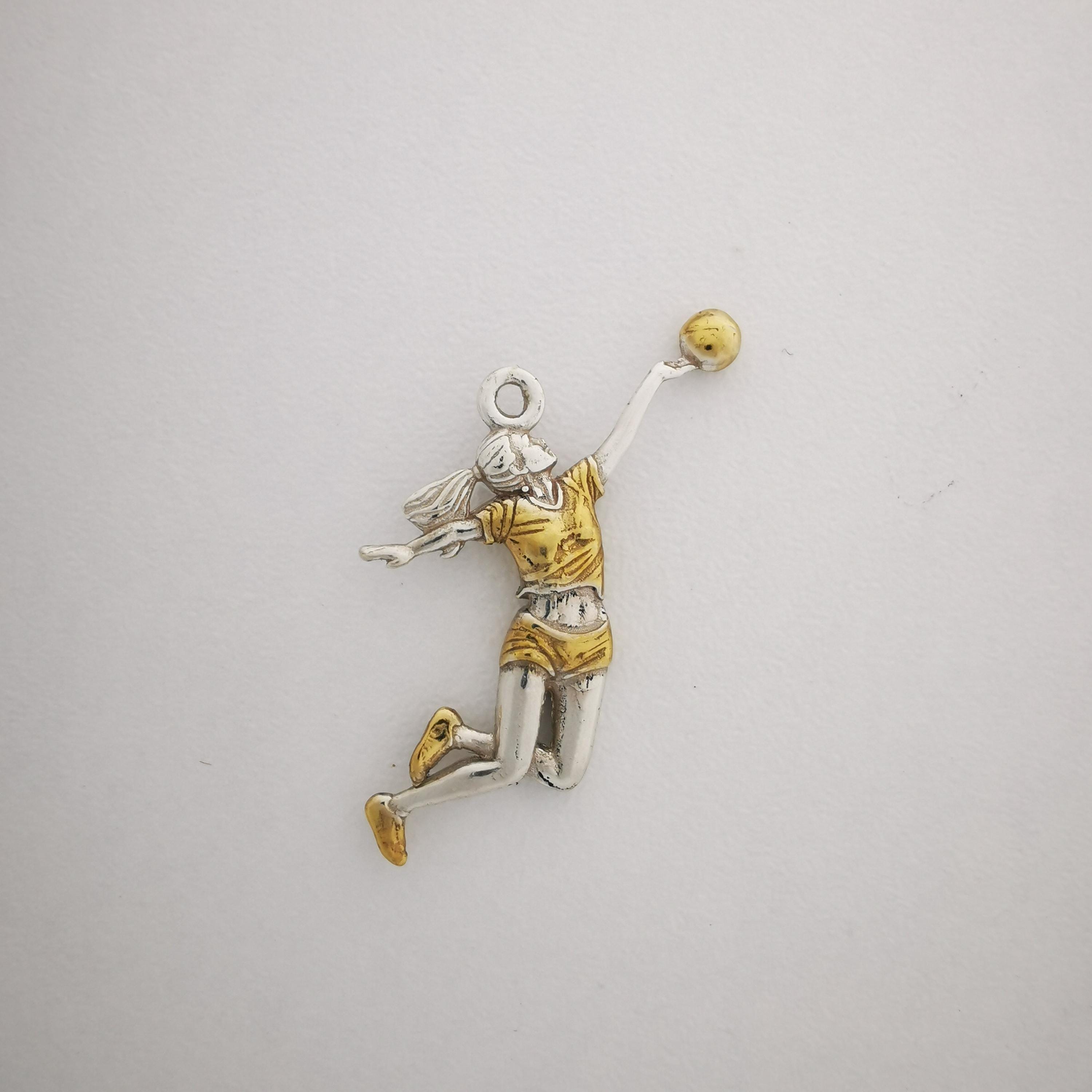 Volleyball Pendant for Women – 925 Silver with Partial Gold Plating – Handcrafted Sports Jewelry Gift for Players, Coaches & Fans – Necklace