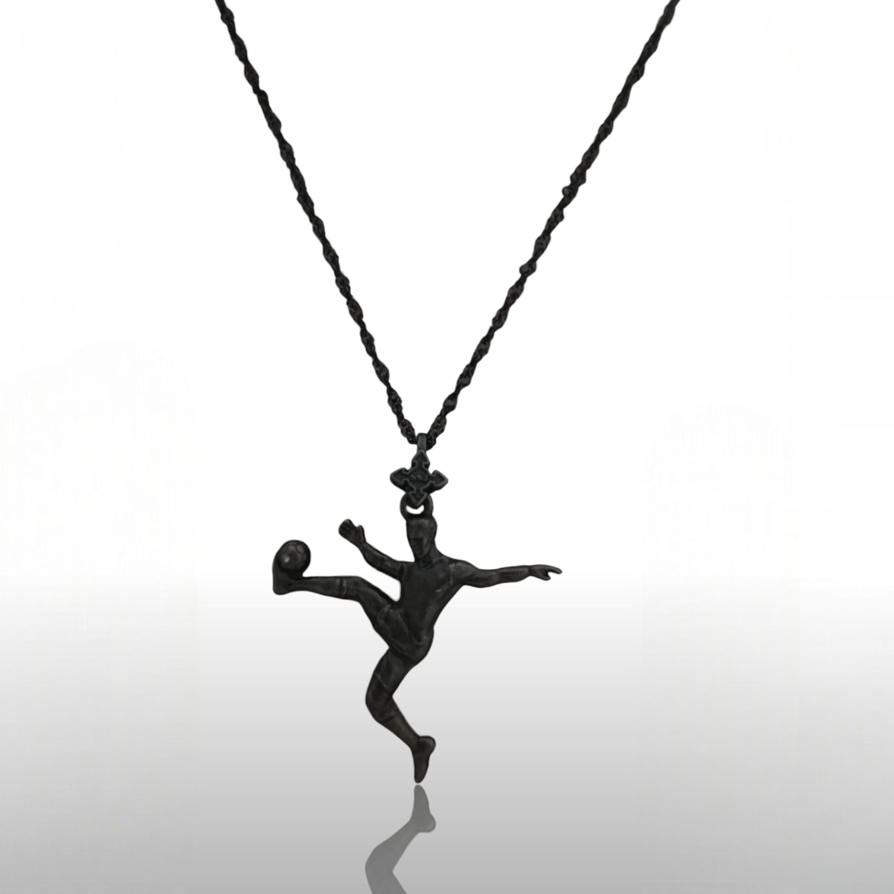 Football Soccer Jewelry Pendant for Men – Oxidized Black 925 Silver Gift – Sports Accessory for Teen Boys and Players – Necklace