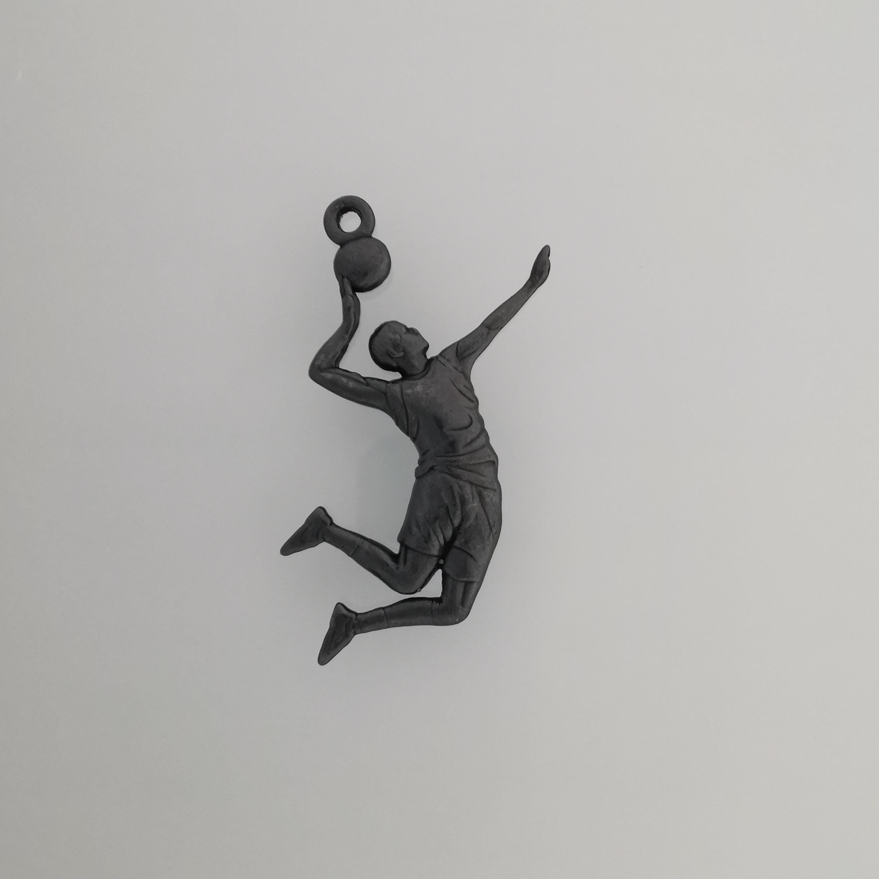 Volleyball Pendant for Men – Oxidized Black 925 Silver Jewelry Gift – Handcrafted Sports Charm for Players, Coaches & Fans – Necklace