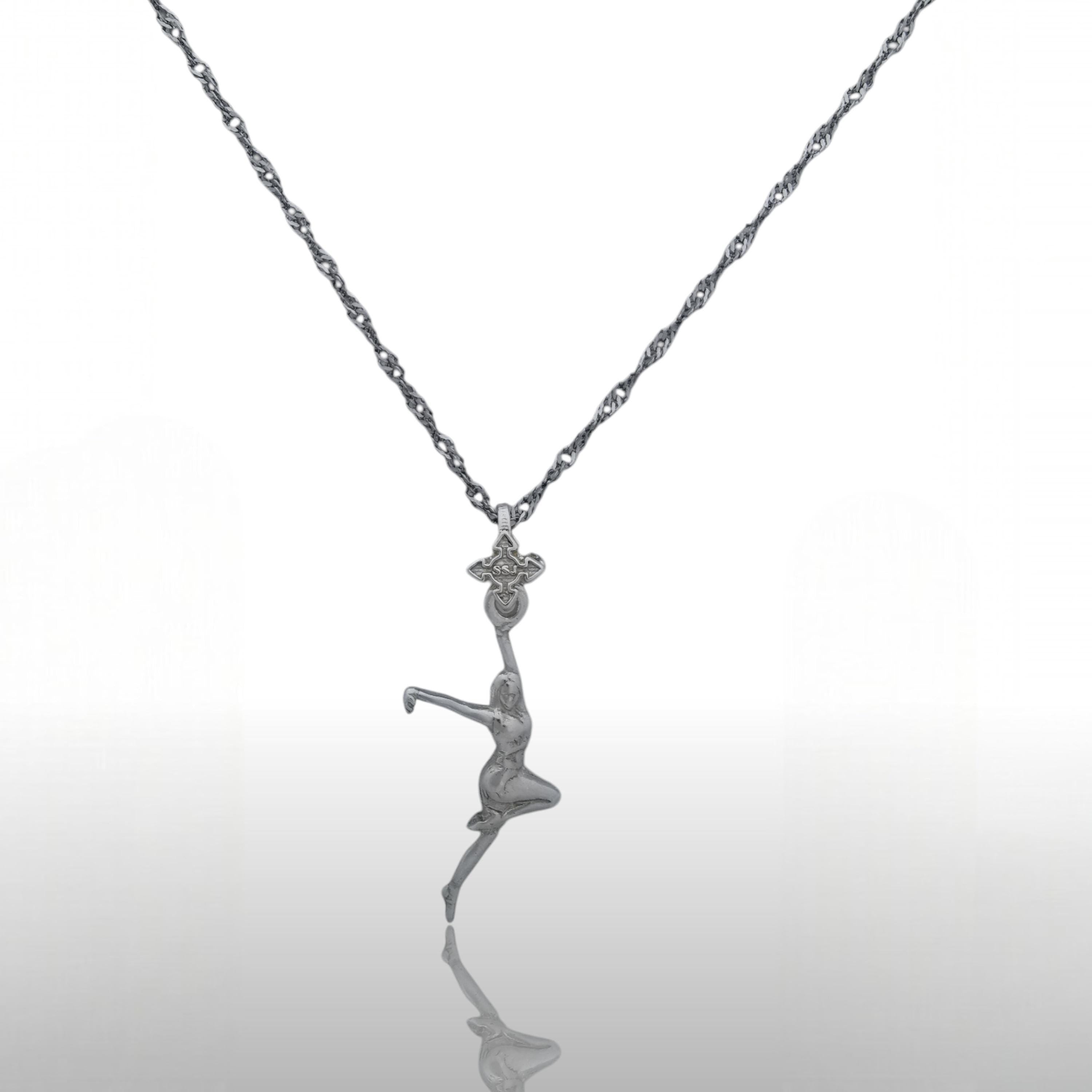 Latin Dance Jewelry Pendant for Women – Classic Silver 925 Gift – Handcrafted Sports Accessory for Dancers – Necklace