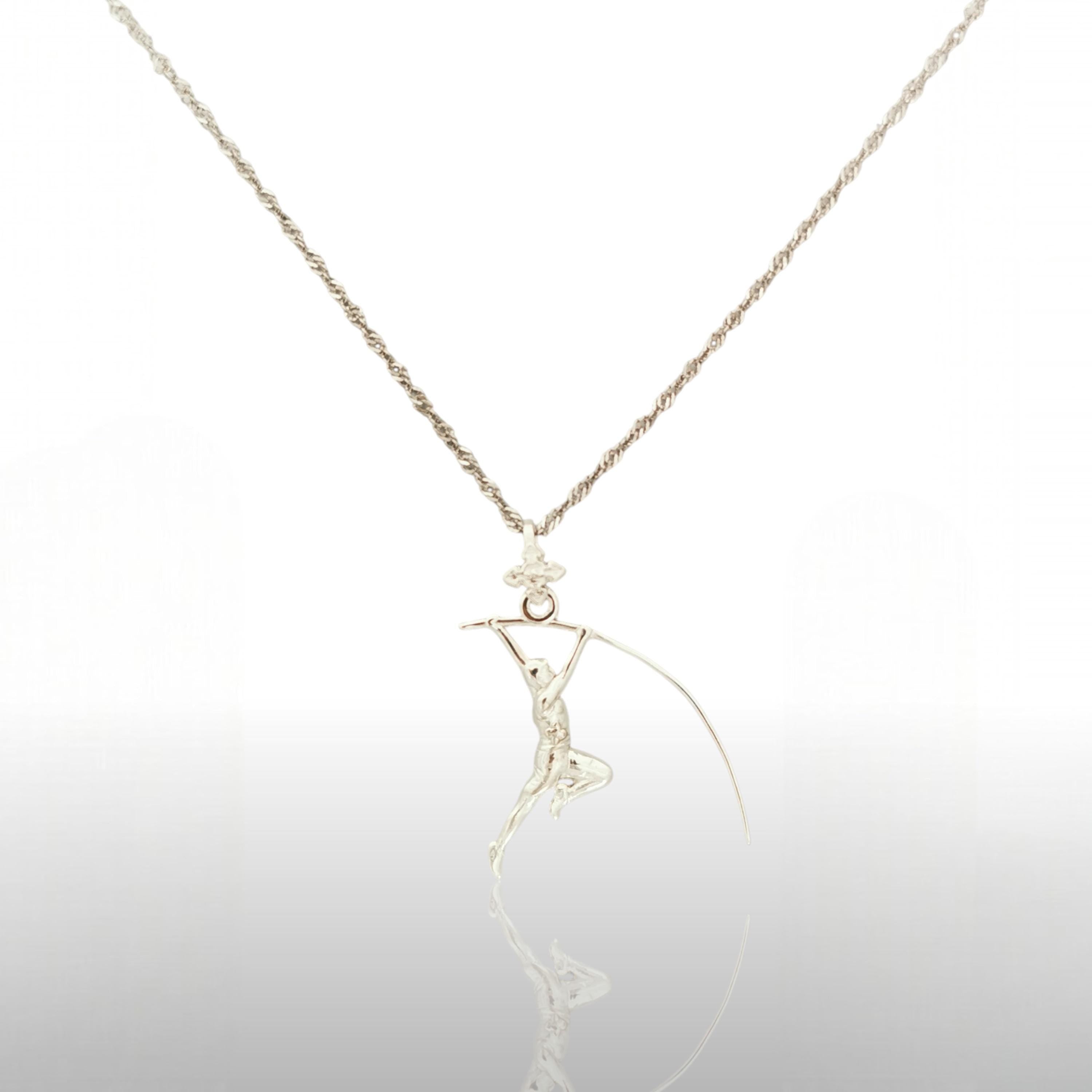 Pole Vault Pendant for Men – 925 Sterling Silver Sports Jewelry – Track and Field Necklace Gift for Athlete, Coach or Competition Day