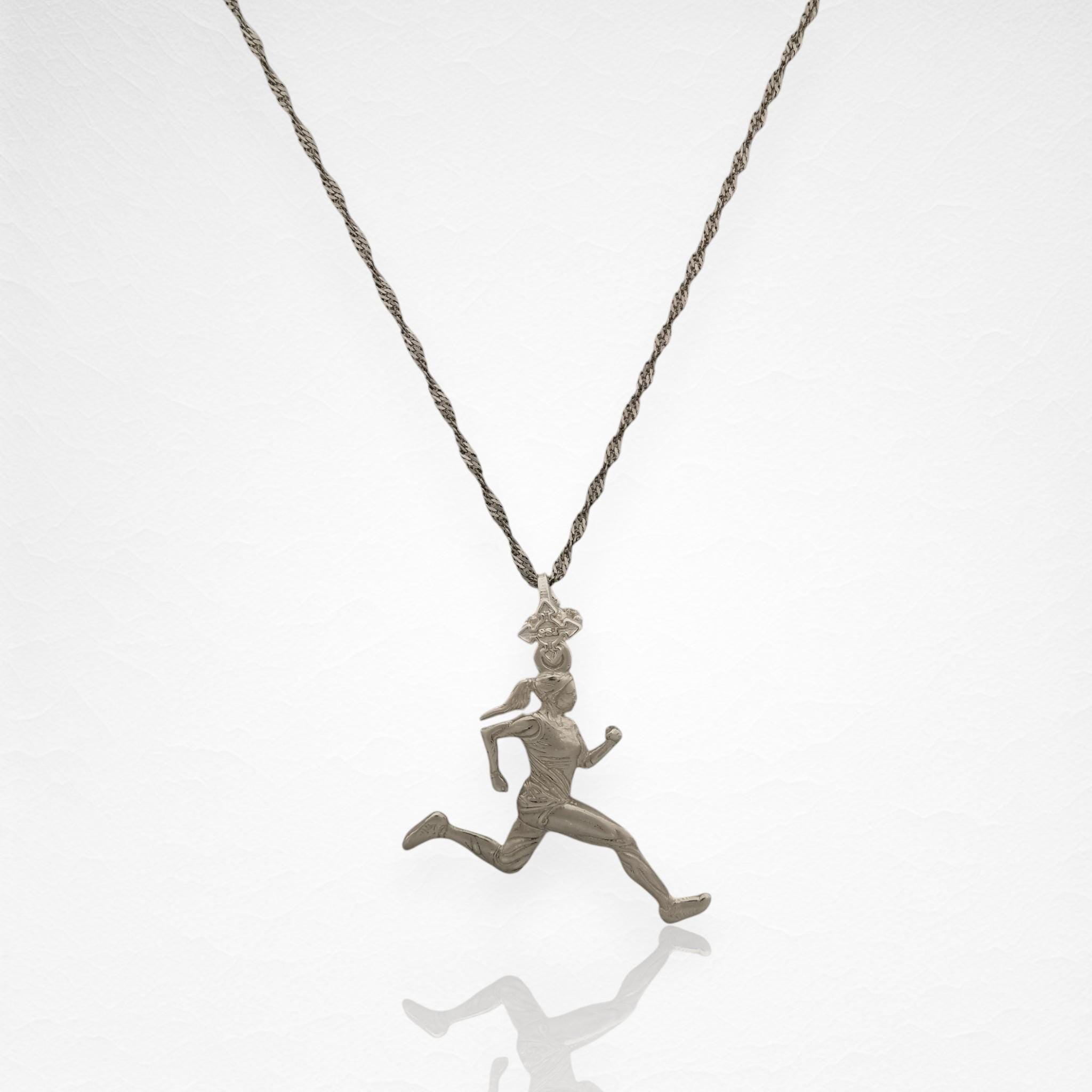 Running Jewelry for Women – Classic Silver 925 Pendant – Sports Necklace Gift for Female Athletes, Runners, or Coaches