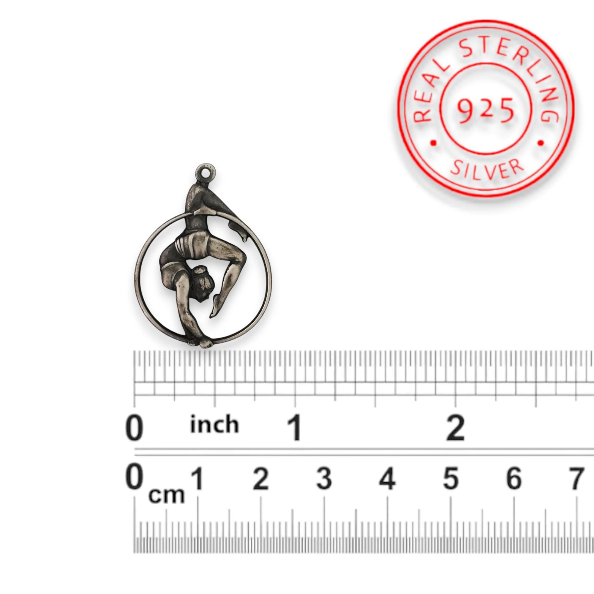 Aerial Hoop Jewelry – Vintage Style 925 Silver Pendant for Women – Antique-Inspired Necklace Gift for Dancers and Aerial Artists