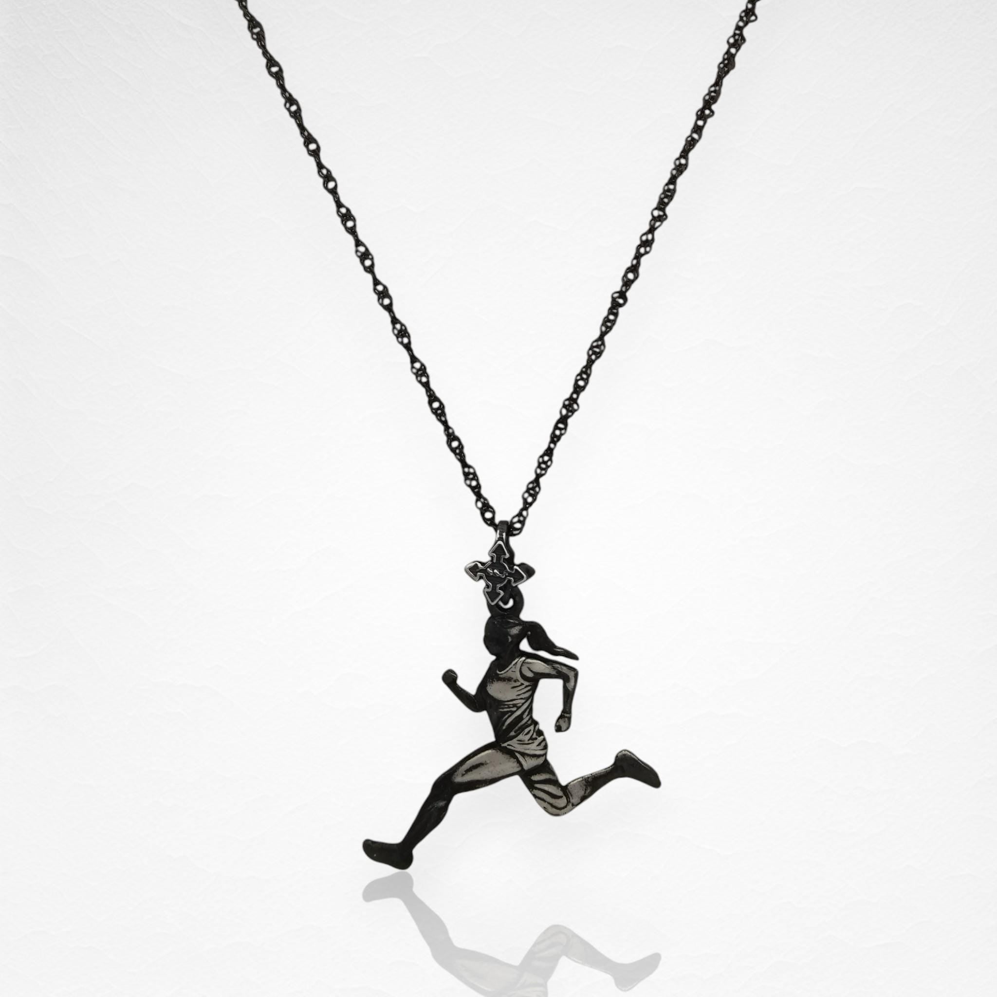 Running Jewelry for Women – Vintage Style 925 Silver Pendant – Motivational Necklace Gift for Runners and Fitness Lovers