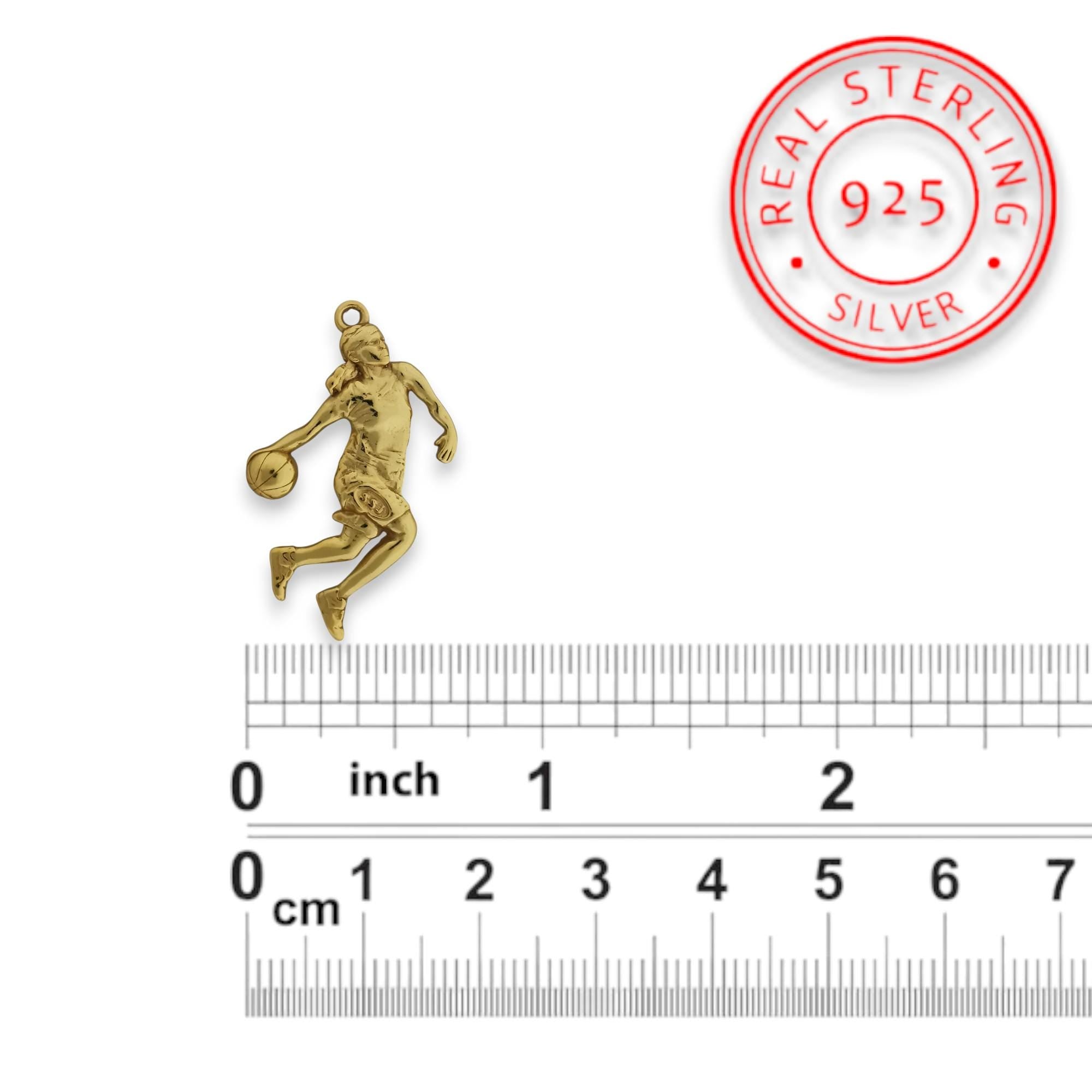 Basketball Pendant for Women and Girls – Gold-Plated 925 Silver Jewelry Gift – Handcrafted Sports Charm for Players, Fans & Coaches Necklace