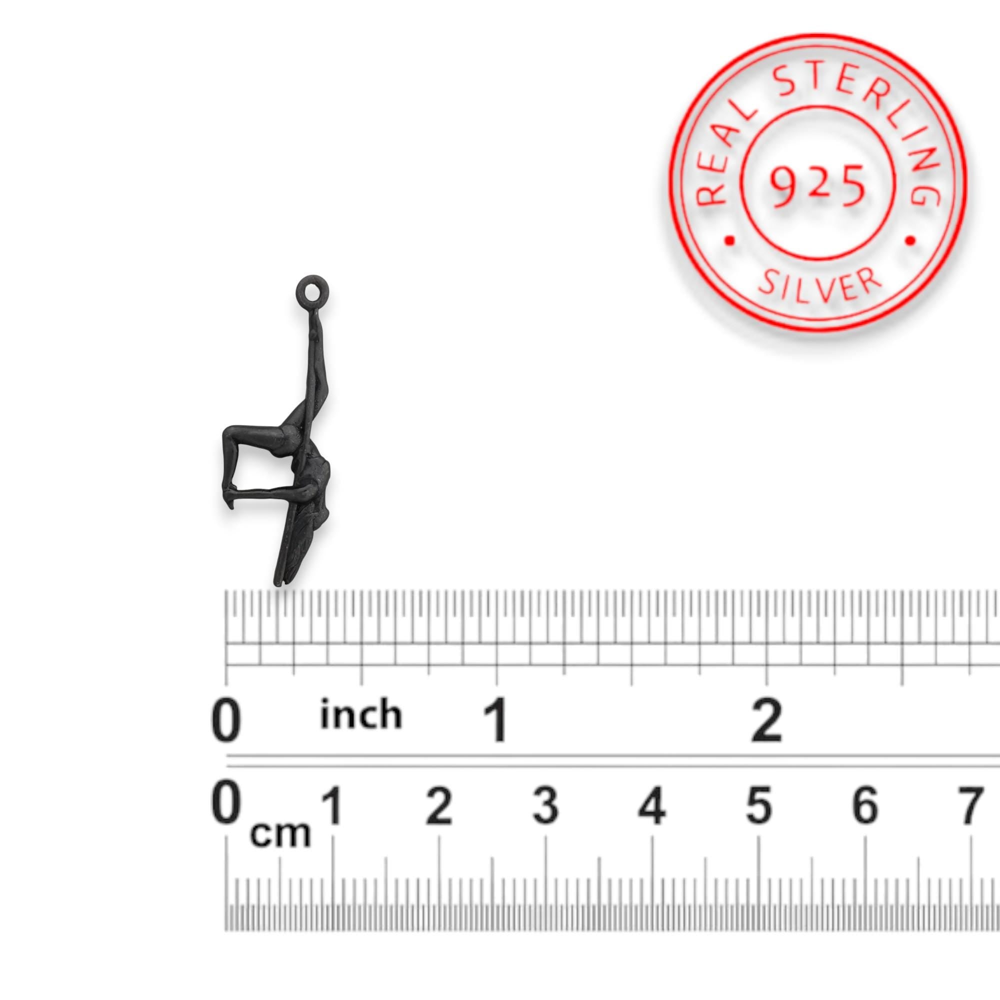 Pole Dance Jewelry – Black Oxidized 925 Silver Pendant – Sensual & Edgy Necklace Gift for Women