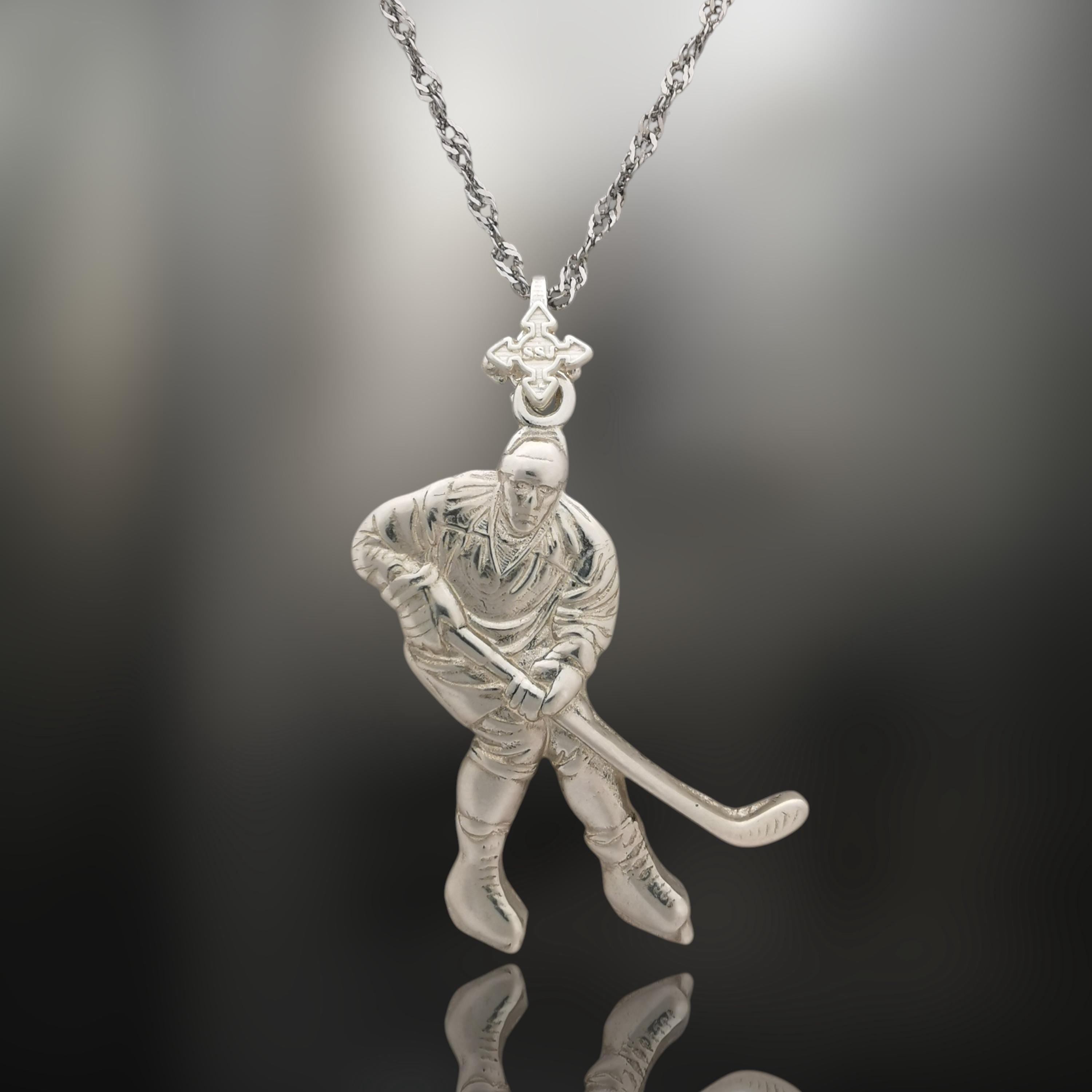 Ice Hockey Jewelry Pendant for Men – Classic Silver 925 Gift – Handcrafted Sport Charm for Players – Necklace
