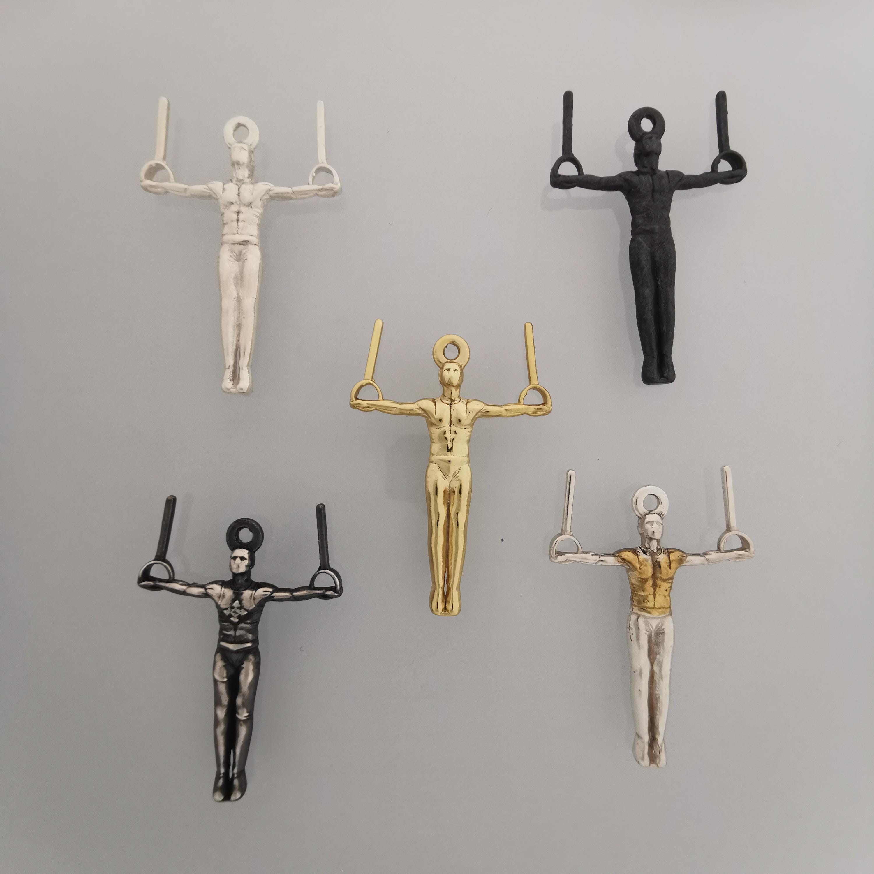 Artistic Gymnastics Jewelry Pendant for Men – 925 Silver with Partial Gold Plating – Handcrafted Sport Charm for Strength & Control Necklace