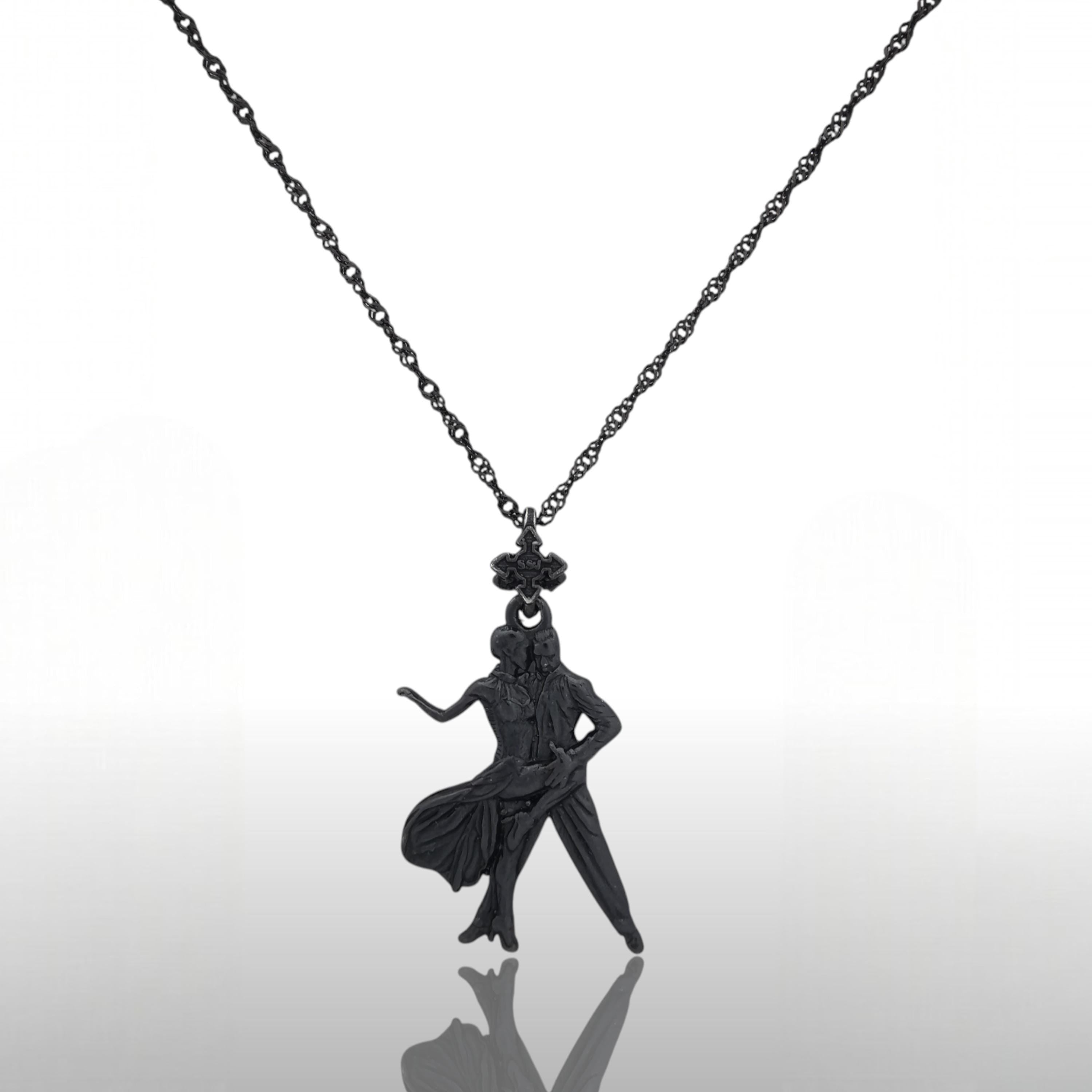 Tango Pendant for Women – Oxidized Black 925 Silver Jewelry Gift – Latin Dance Accessory for Girls & Ballroom Lovers – Necklace