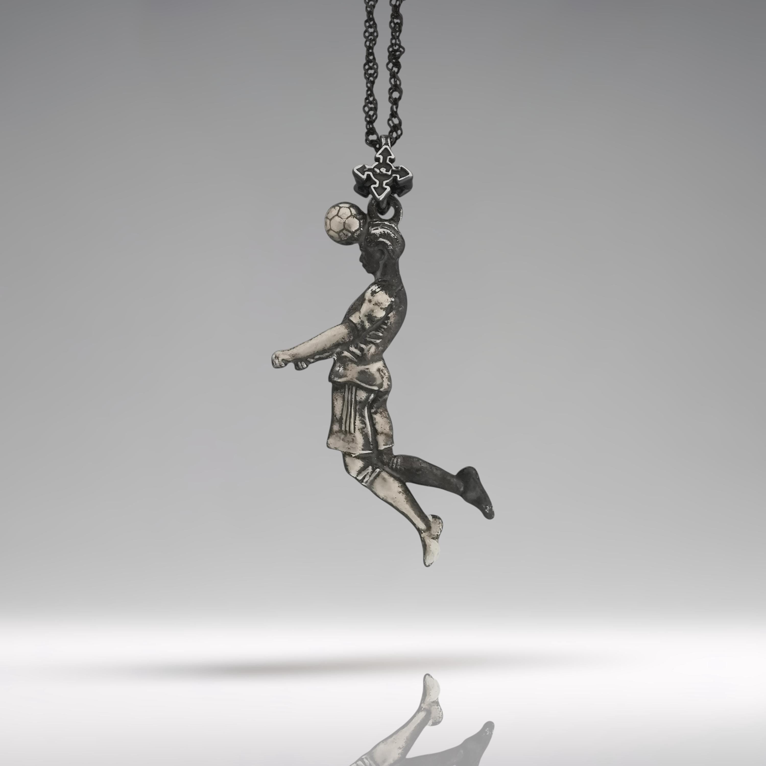 Football (Soccer) Jewelry Pendant for Men – Vintage Style 925 Silver Gift – Header Shot Charm for Players – Necklace