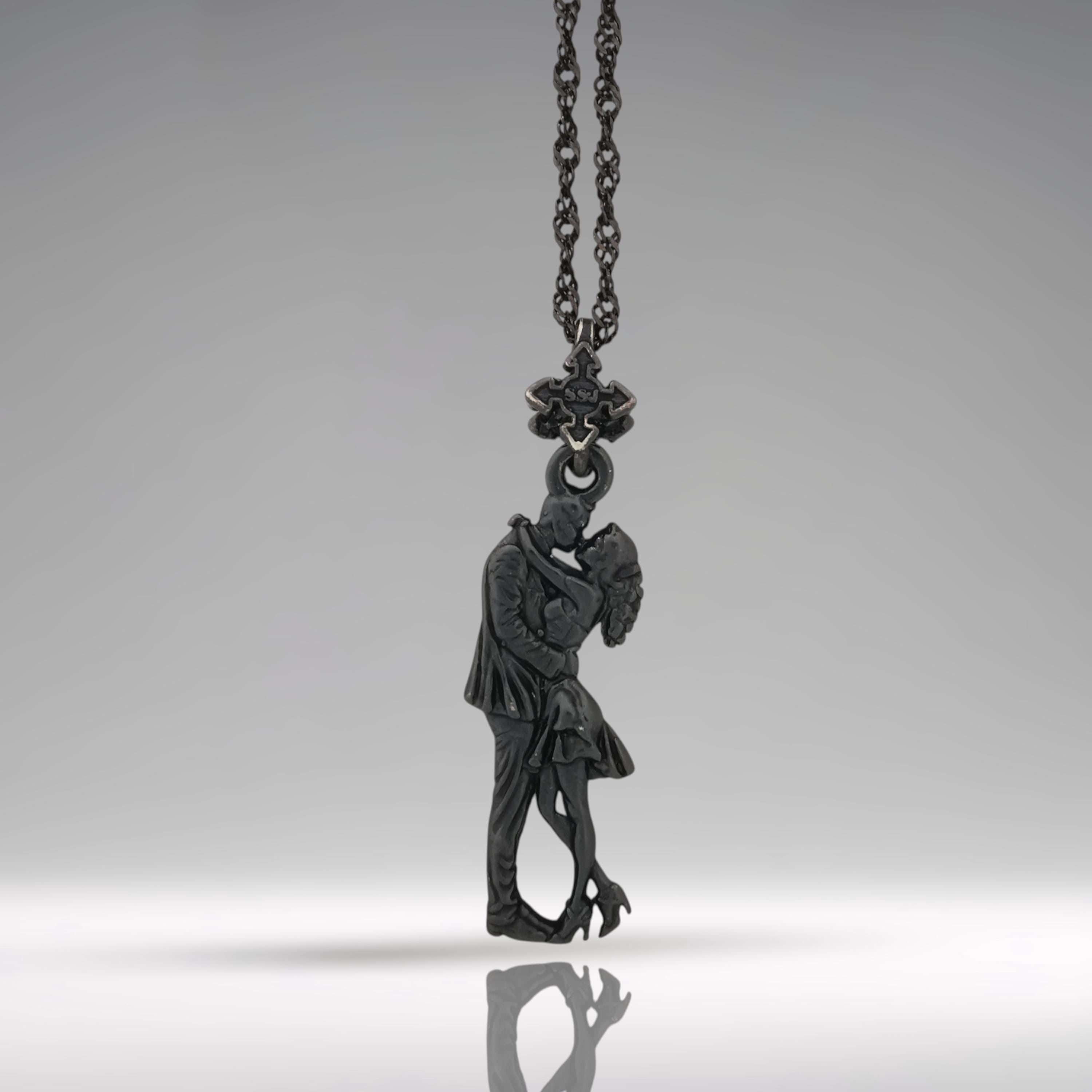 Tango Pendant for Women – Oxidized Black 925 Silver Jewelry Gift Latin Dance Charm for Passionate Dancers & Elegant Movement Lovers Necklace