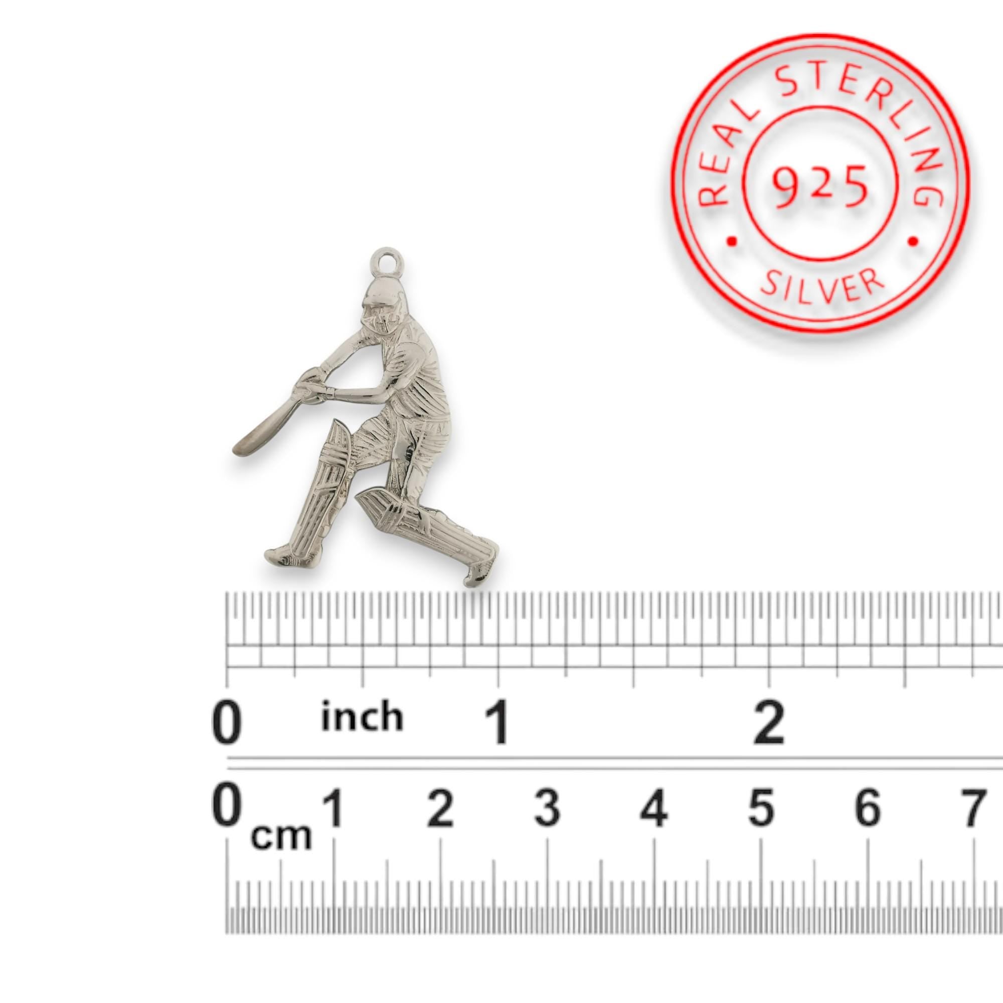 Cricket Jewelry Pendant for Men – Classic Silver 925 Gift – Sports Accessory for Cricketers, Coaches and Fans – Necklace