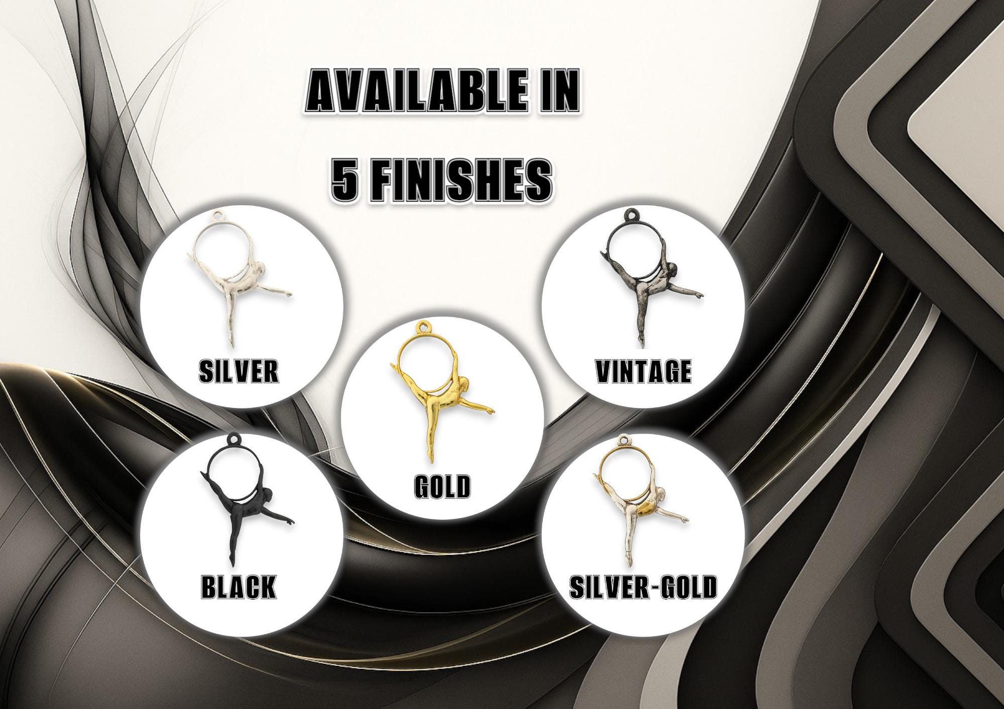 Aerial Hoop Pendant – Two-Tone 925 Silver Necklace with Gold Accent – Graceful Jewelry Gift for Aerial Performers and Elegant Women