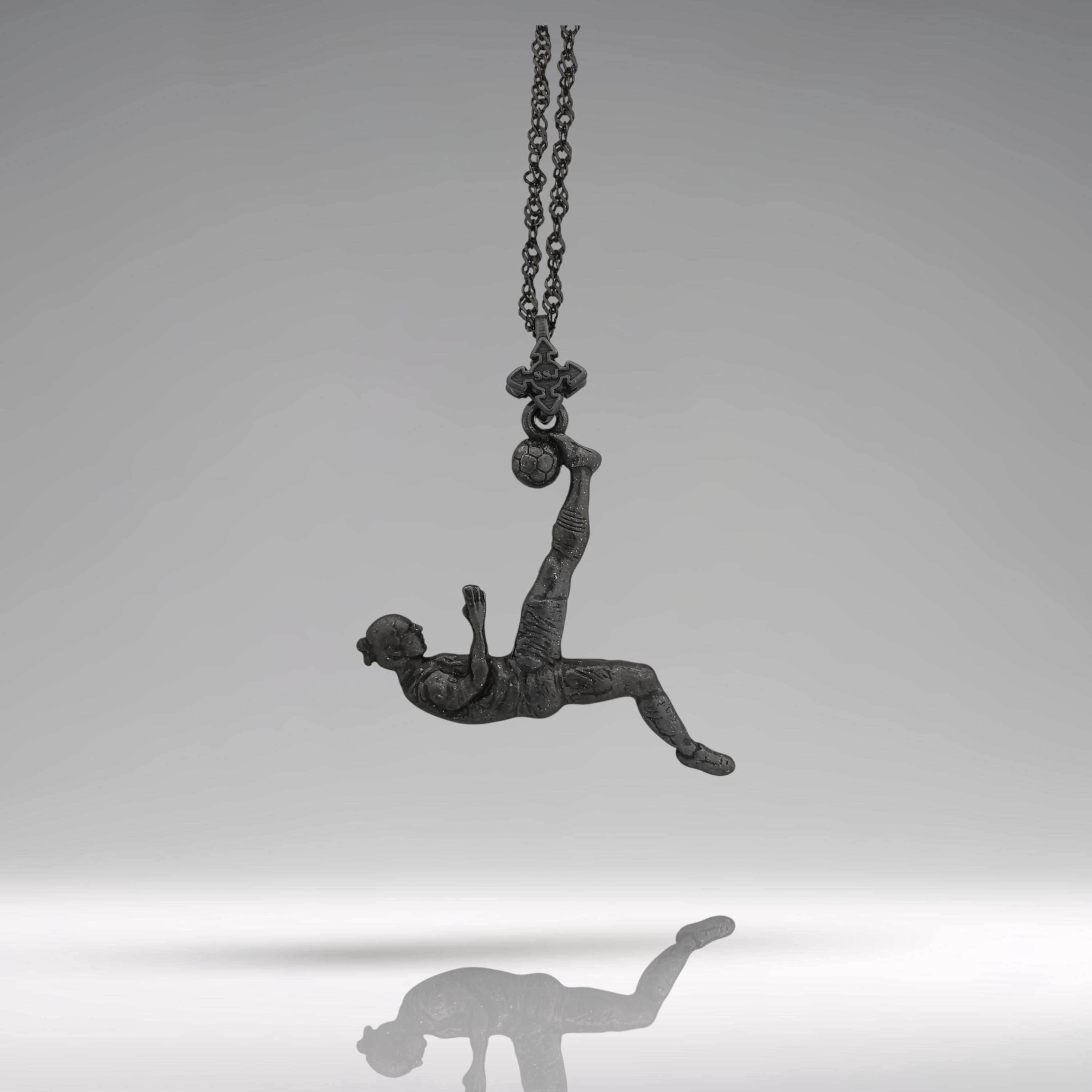 Football (Soccer) Jewelry Pendant for Men – Oxidized Black 925 Silver Gift – Handcrafted Sports Charm for Players & Fans – Necklace