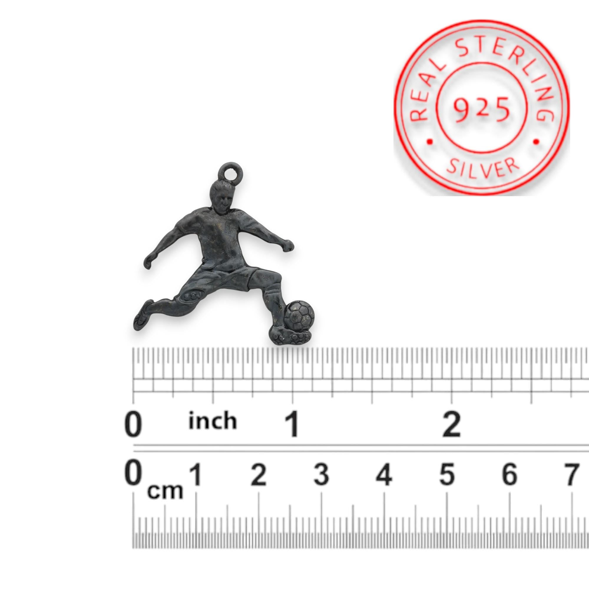 Football (Soccer) Jewelry Pendant for Men – Oxidized Black 925 Silver Gift – Handcrafted Sport Charm for Players – Necklace