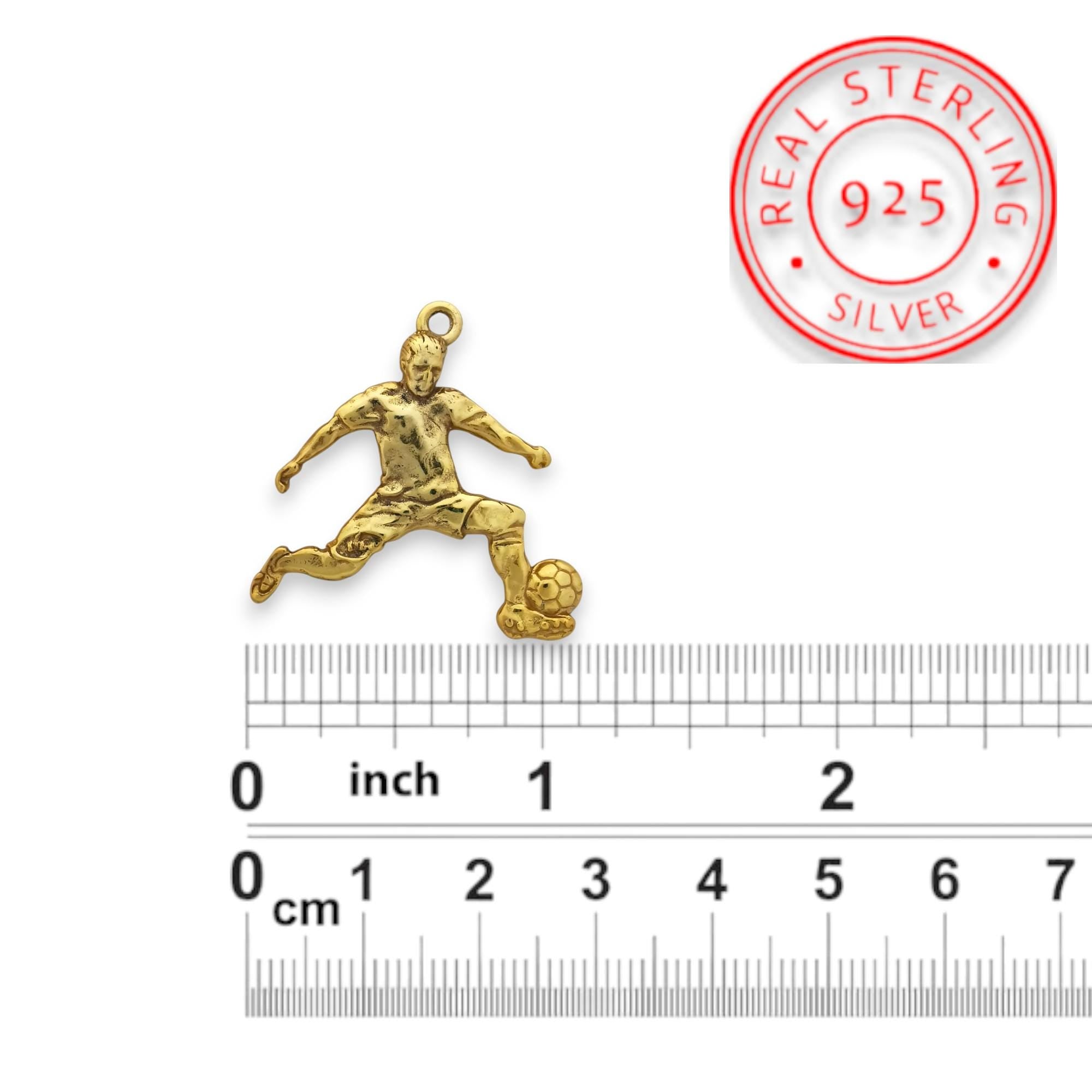 Football (Soccer) Jewelry Pendant for Men – Gold-Plated 925 Silver Gift – Handcrafted Sport Charm for Players – Necklace