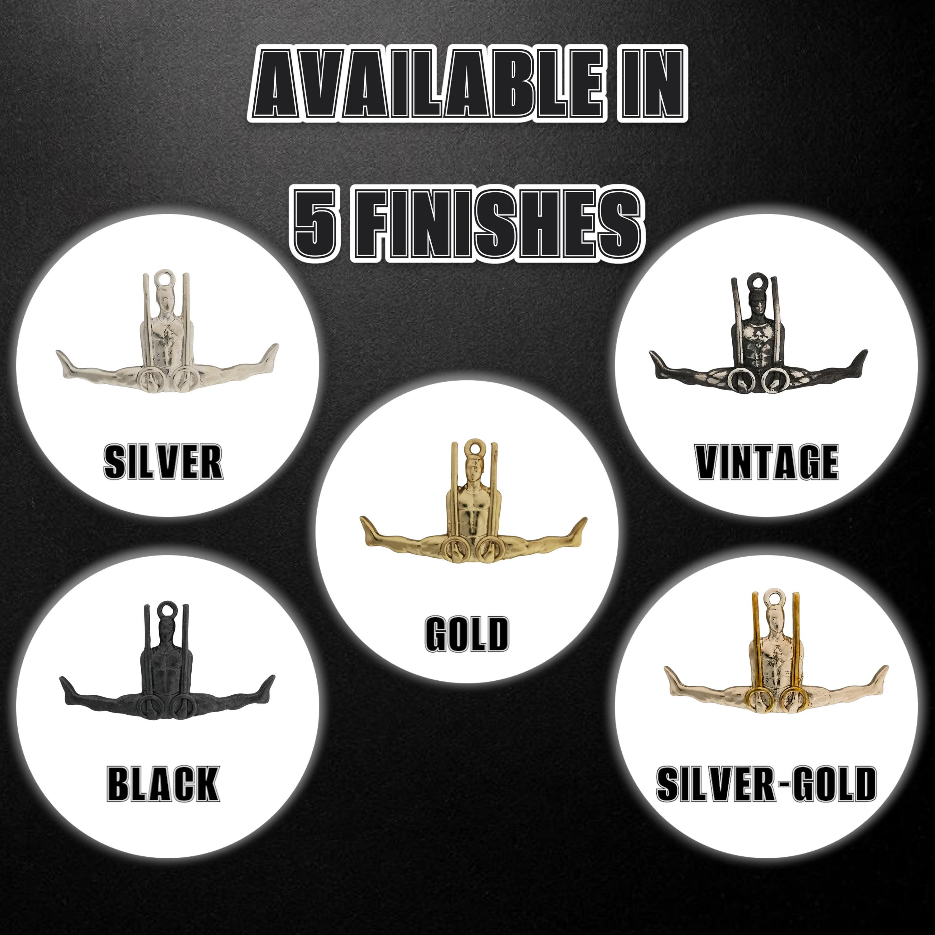 Artistic Gymnastics Jewelry Pendant for Men – Oxidized Black 925 Silver Gift – Handcrafted Sport Charm for Strength & Precision – Necklace