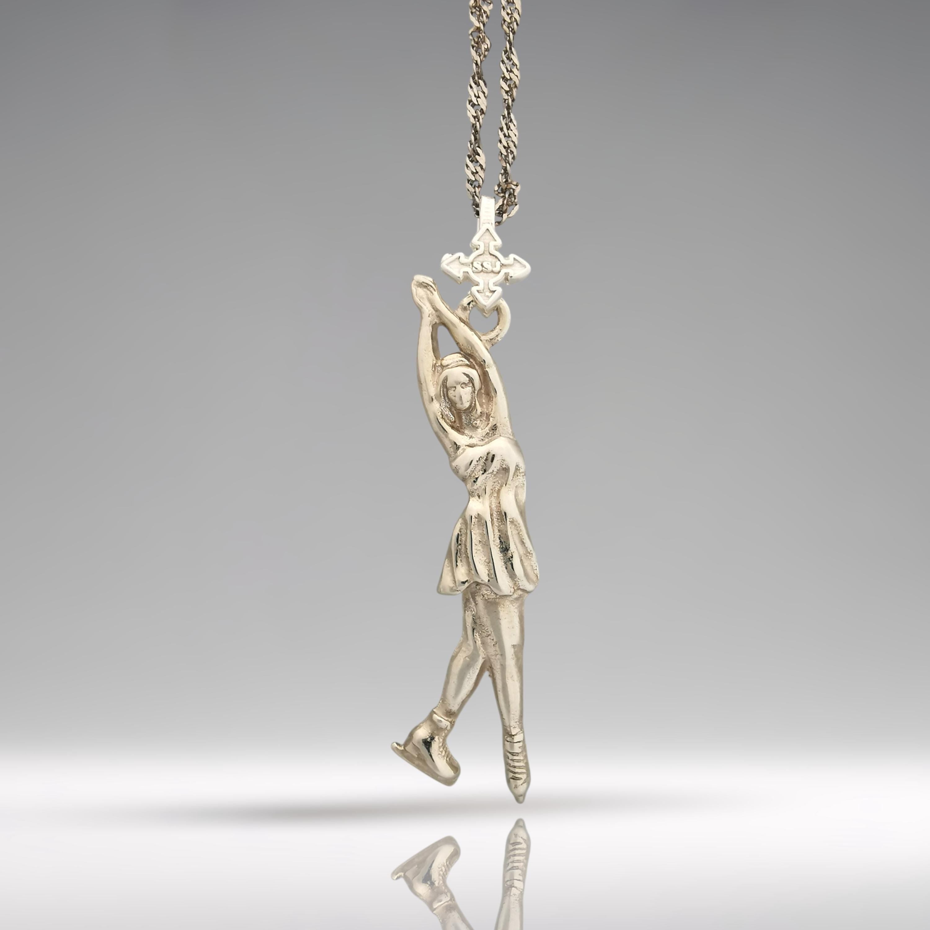 Figure Skating Jewelry Pendant for Women – Classic Silver 925 Gift – Handcrafted Sports Charm for Skaters & Girls – Necklace