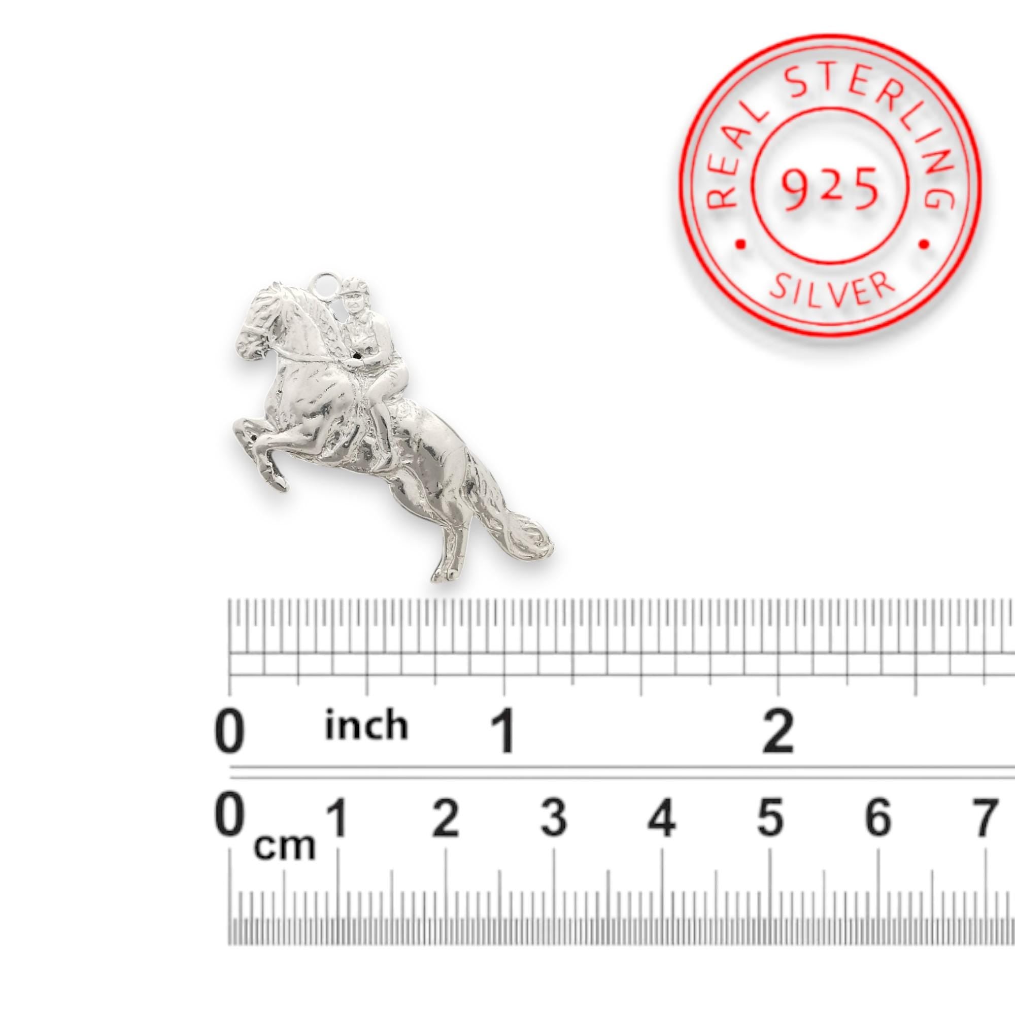 Horse Jewelry Pendant for Men – Oxidized Black 925 Silver Gift – Equestrian Sports Accessory for Jockeys and Riders – Necklace