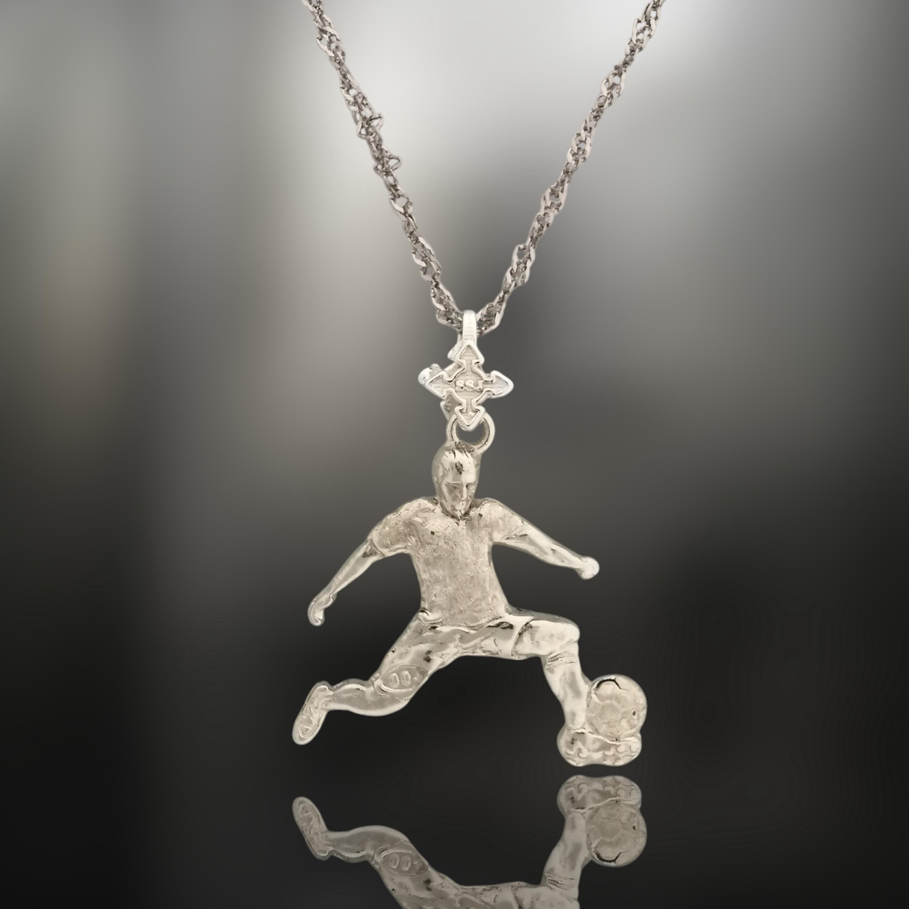 Football (Soccer) Jewelry Pendant for Men – Classic Silver 925 Gift – Handcrafted Sport Charm for Players – Necklace
