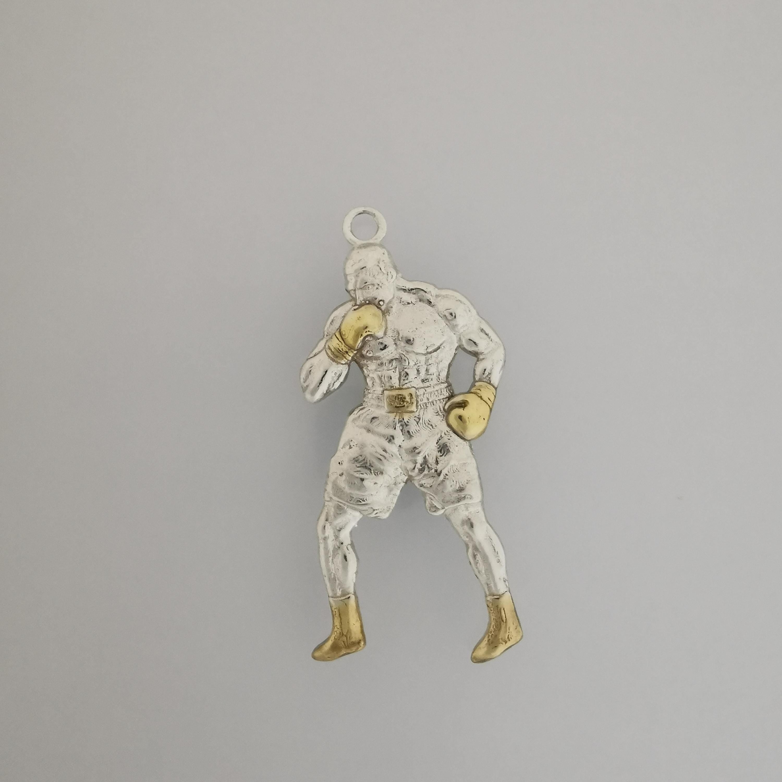 Boxing Jewelry Pendant for Men, 925 Silver with Partial Gold Plating Gift Handcrafted Sports Accessory for Fighters, Coaches & Fans Necklace