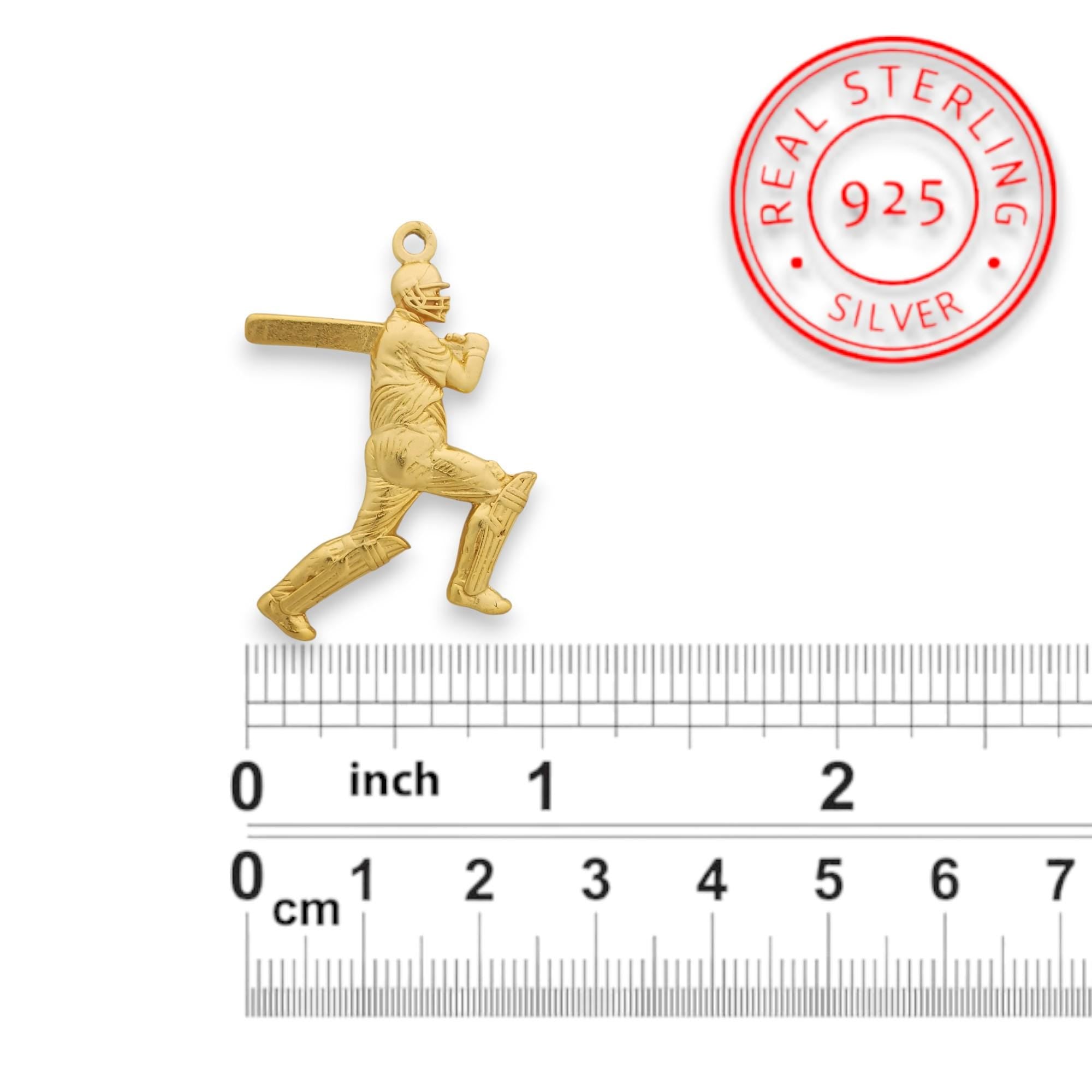 Cricket Necklace for Men – Gold-Plated 925 Silver Pendant – Sports Jewelry Gift for Batsmen, Fans, or Cricket Coaches