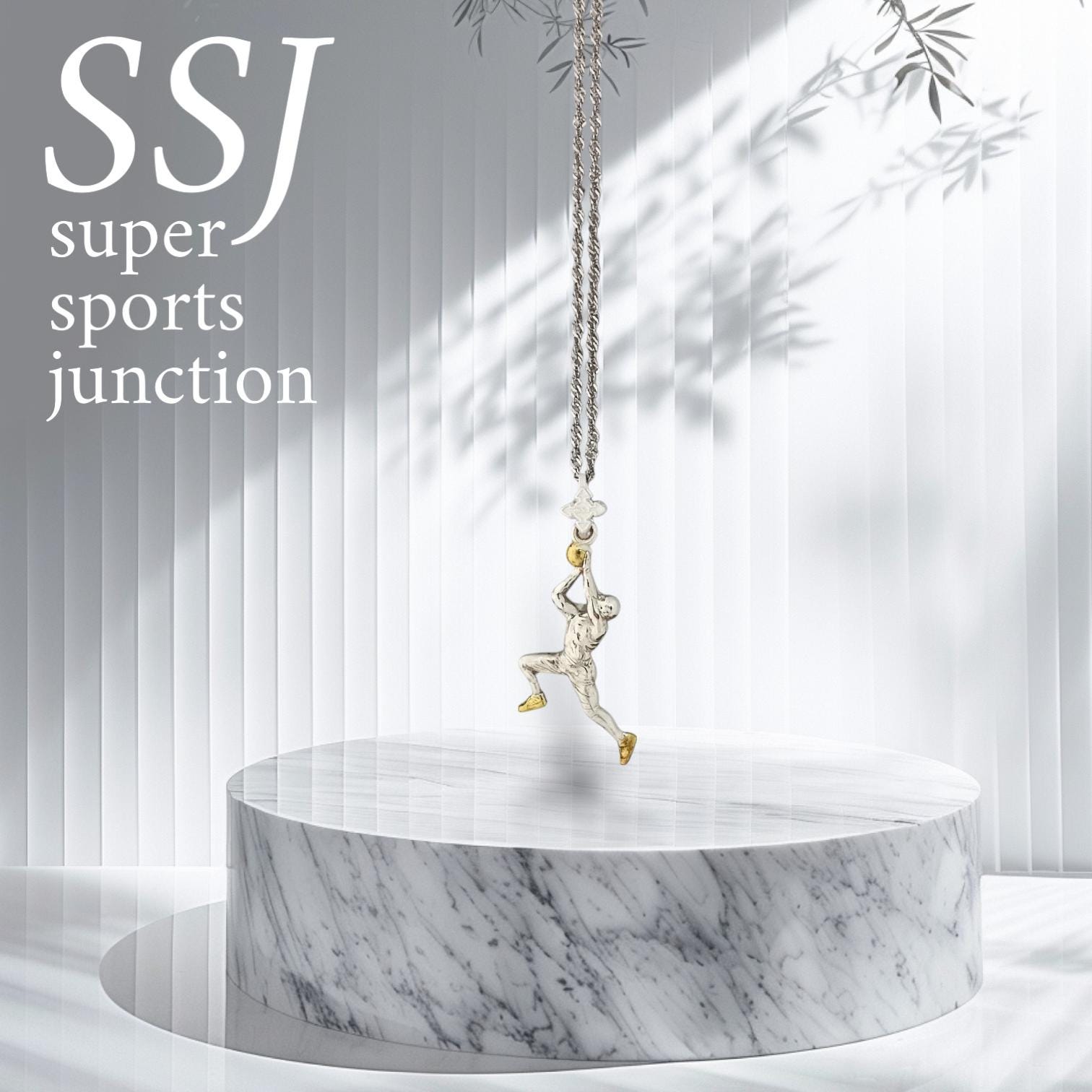 Basketball Jewelry Pendant for Men – Two Tone 925 Silver with Gold Detail – Elegant Sports Gift – Necklace