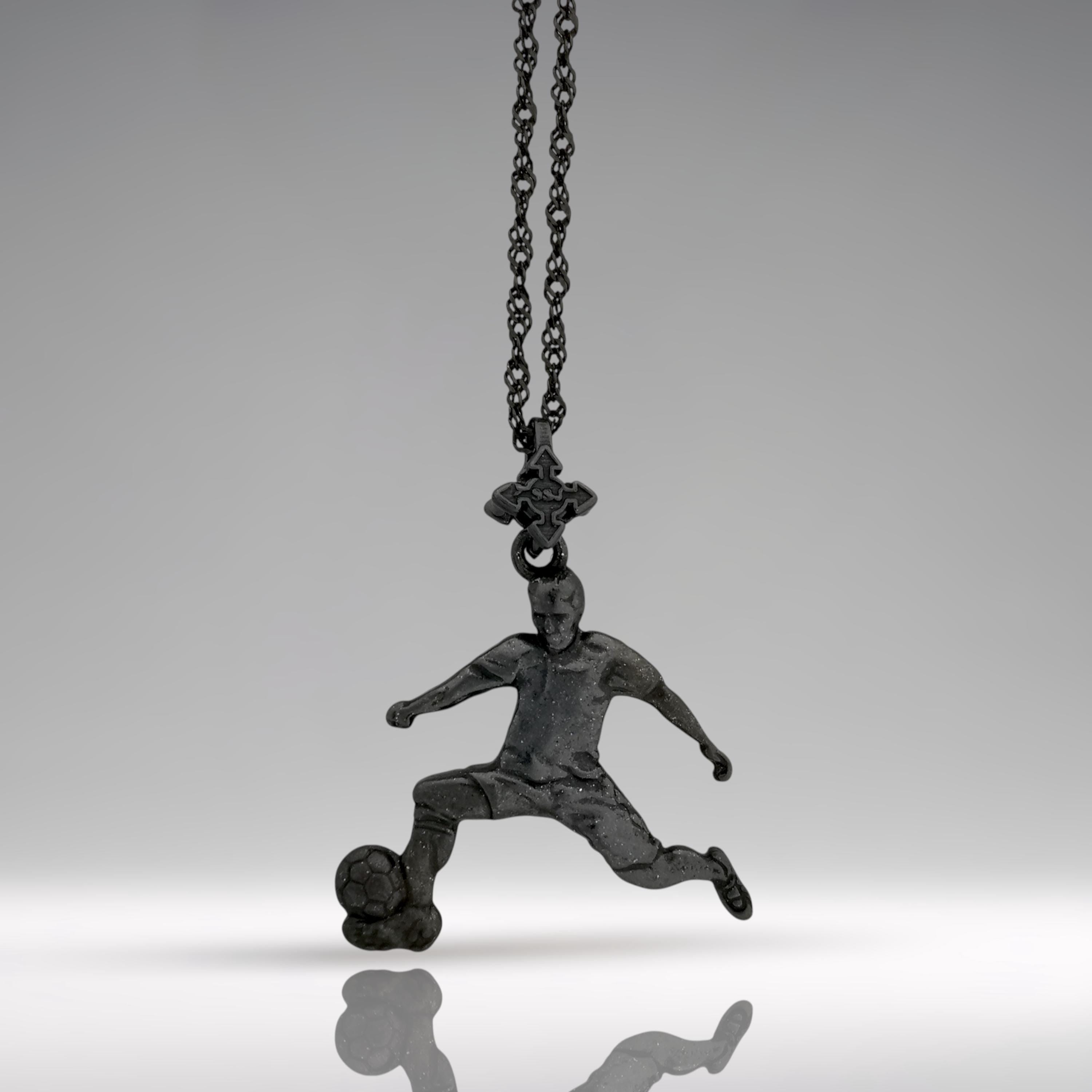 Football (Soccer) Jewelry Pendant for Men – Oxidized Black 925 Silver Gift – Handcrafted Sport Charm for Players – Necklace
