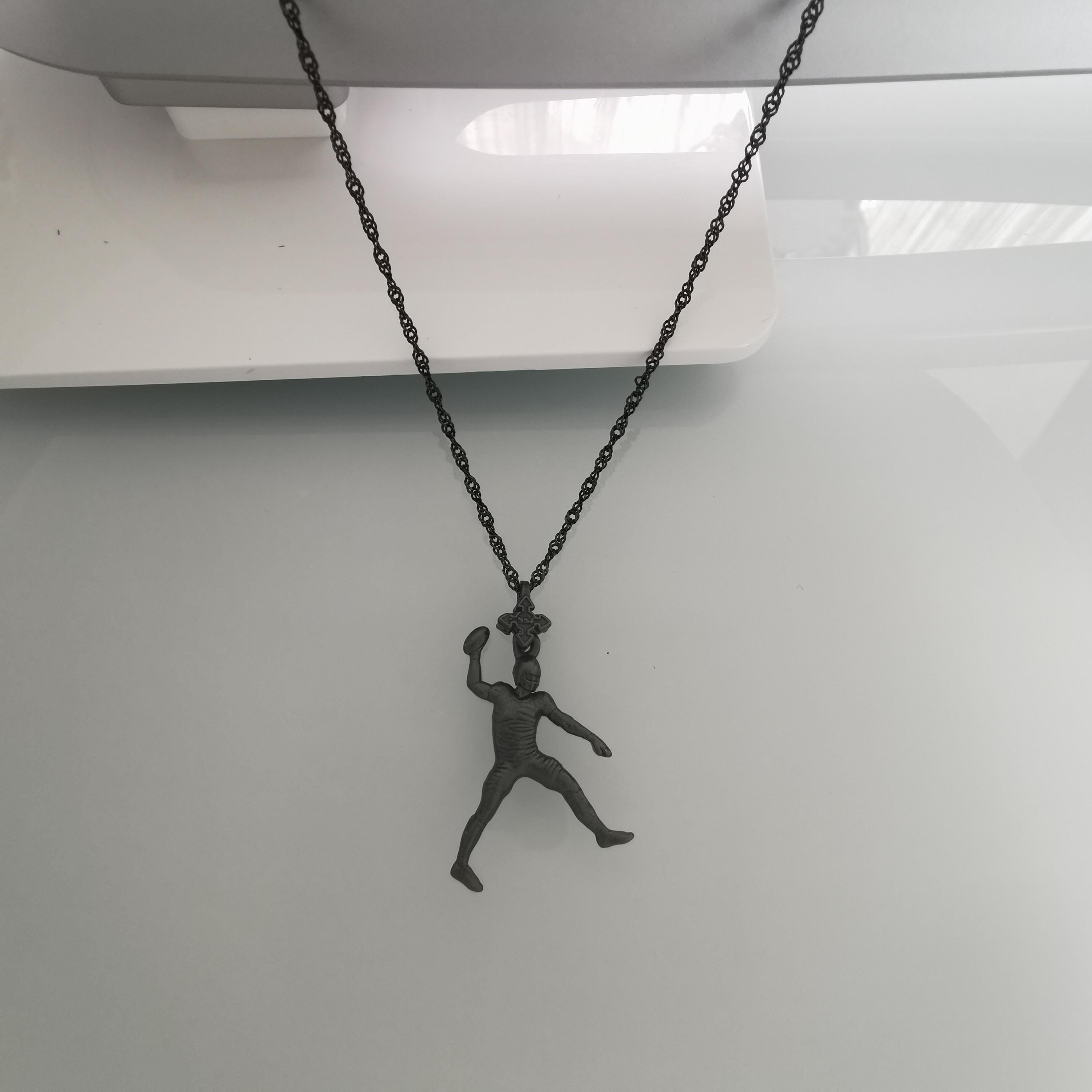 American Football Jewelry Pendant for Men – Oxidized Black 925 Silver Gift for Players, Athletes & Fans – Bold Sports Necklace for Game Day