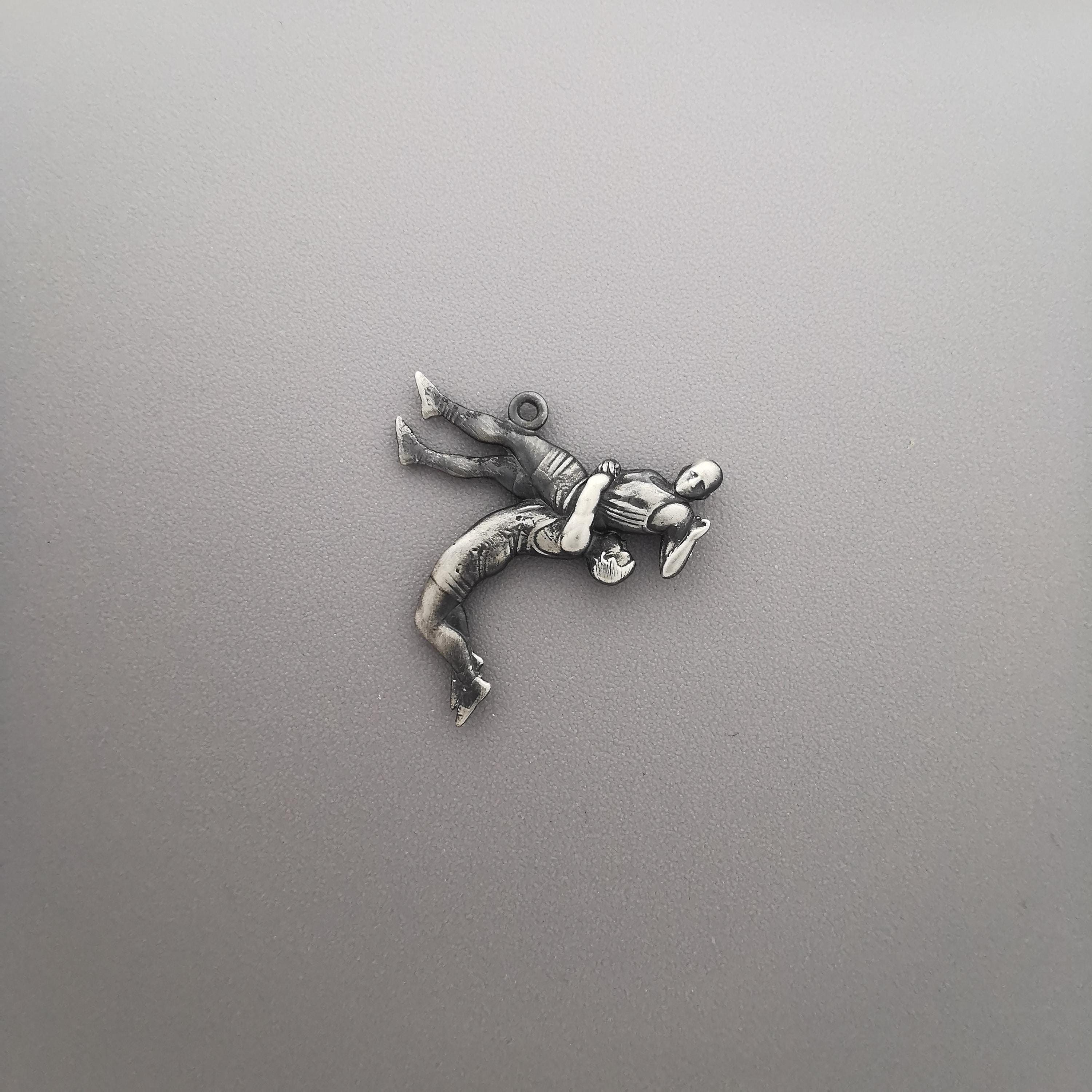 Wrestling Jewelry Pendant for Men, Vintage Style 925 Silver Gift, Classic Grappling Accessory for Wrestlers and Combat Sport Fans – Necklace