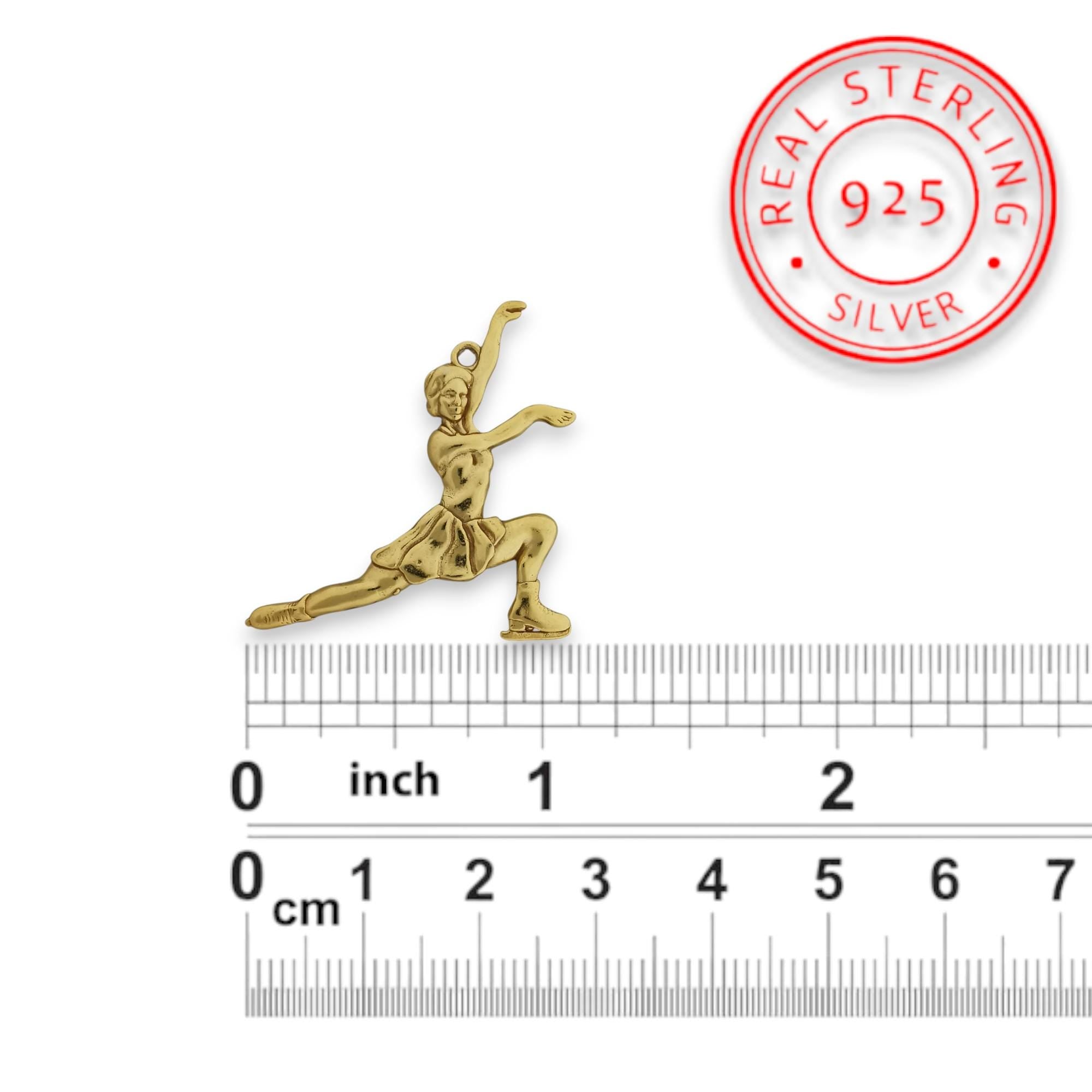 Figure Skating Pendant for Women – Gold-Plated 925 Silver Jewelry Gift – Sports Charm for Skaters & Fans – Necklace
