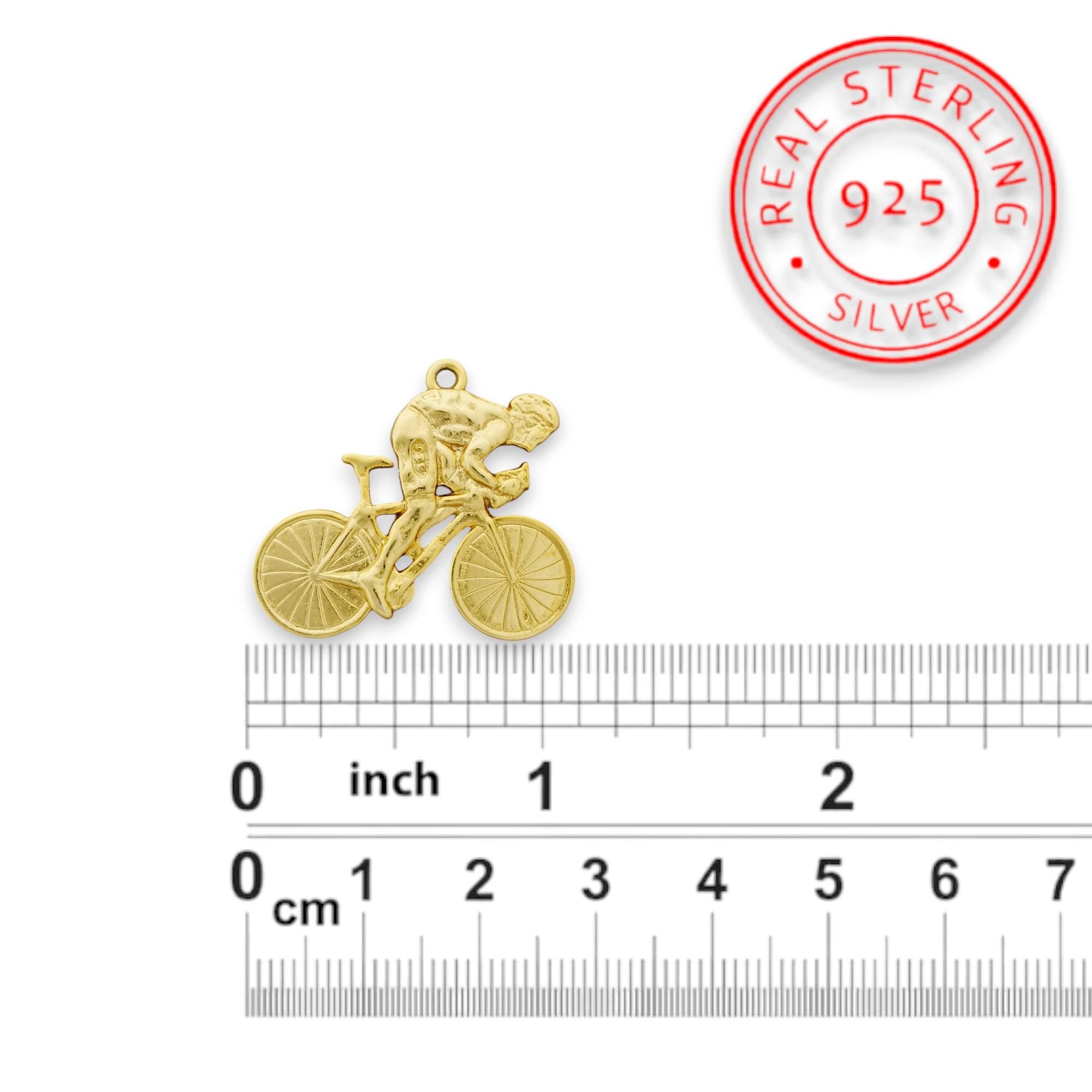 Cycling Necklace for Men – Gold-Plated 925 Silver Pendant – Premium Sports Jewelry Gift for Bikers, Riders, or Fitness Enthusiasts