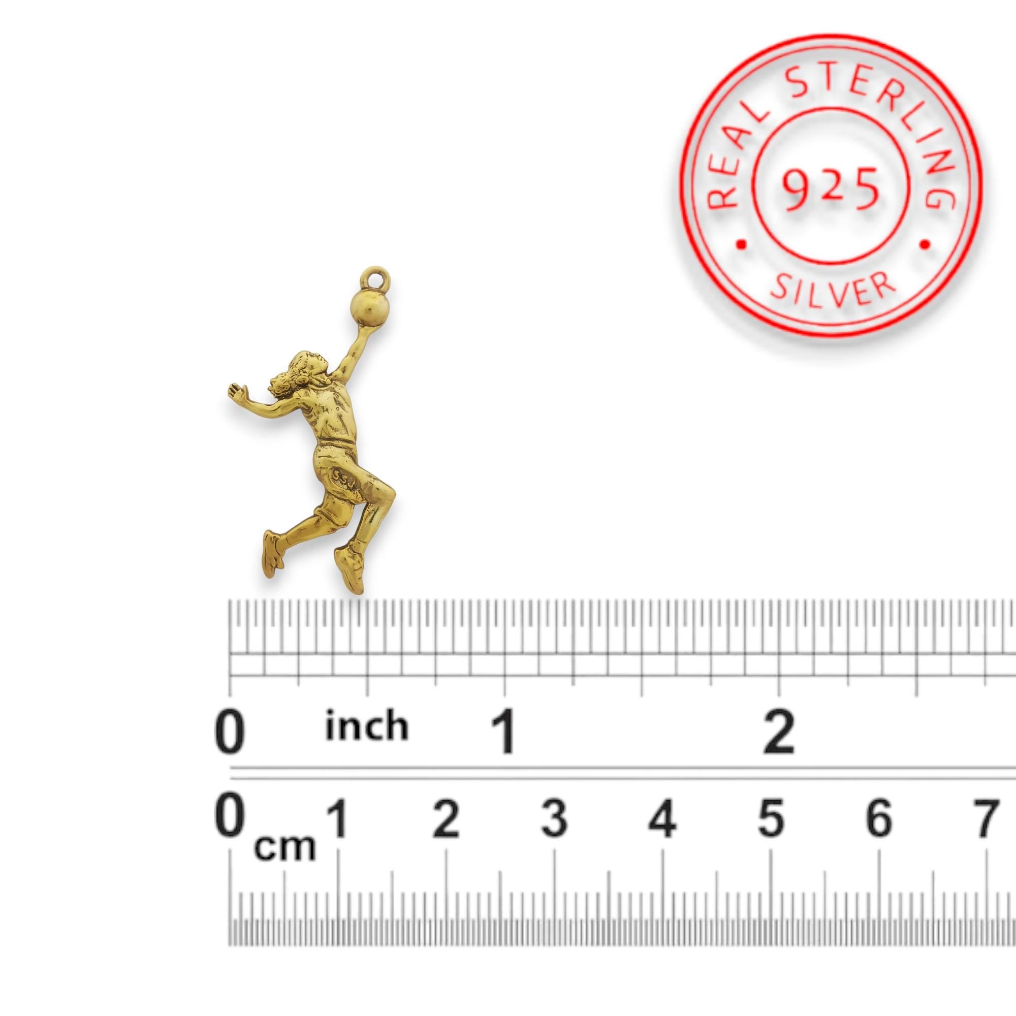 Basketball Pendant for Women – Gold-Plated 925 Silver Necklace – Gift for Female Athletes & Sporty Girls