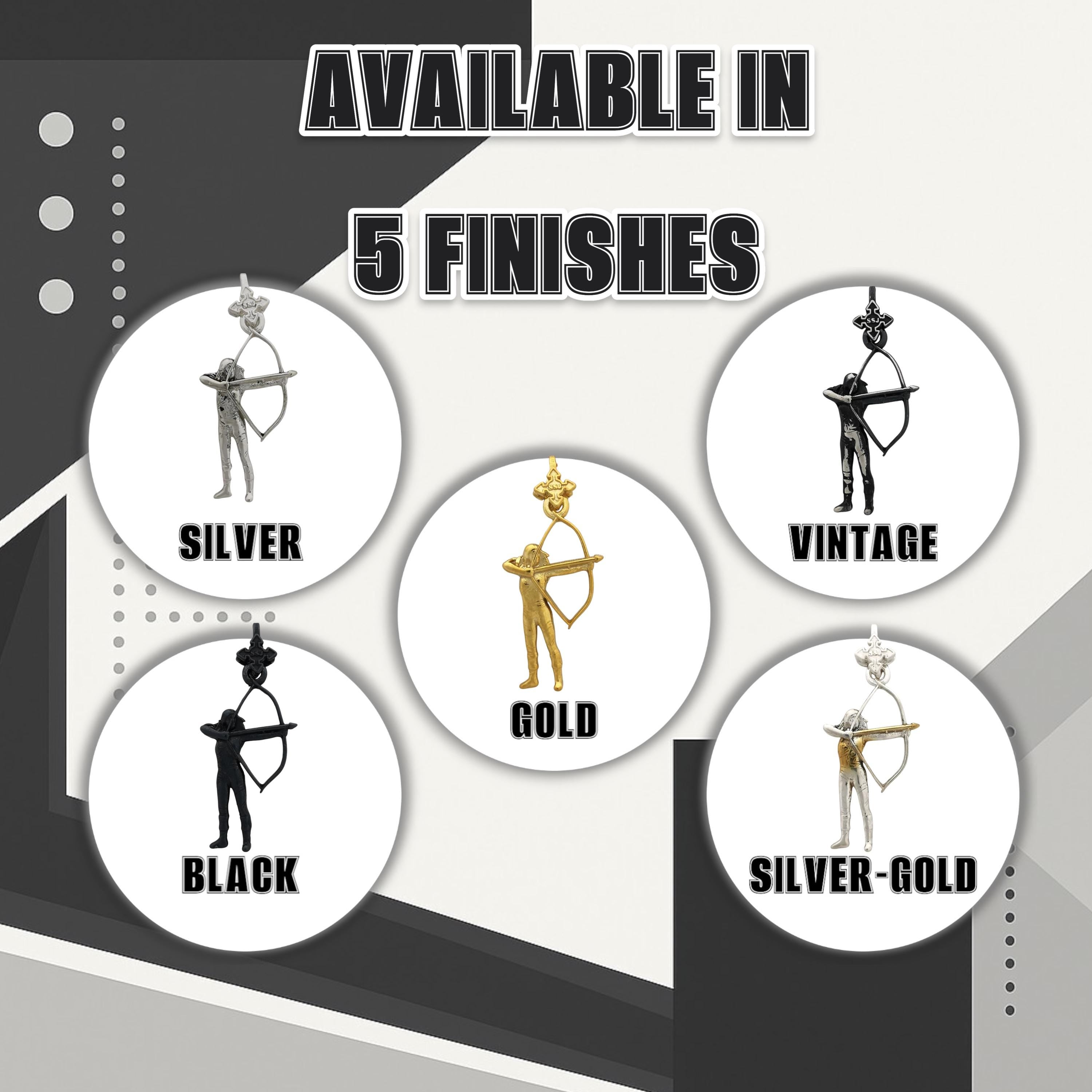 Woman with Bow and Arrow Jewelry – Black Oxidized 925 Silver Pendant – Bold Sports Gift for Archer, Athlete or Coach - Necklace