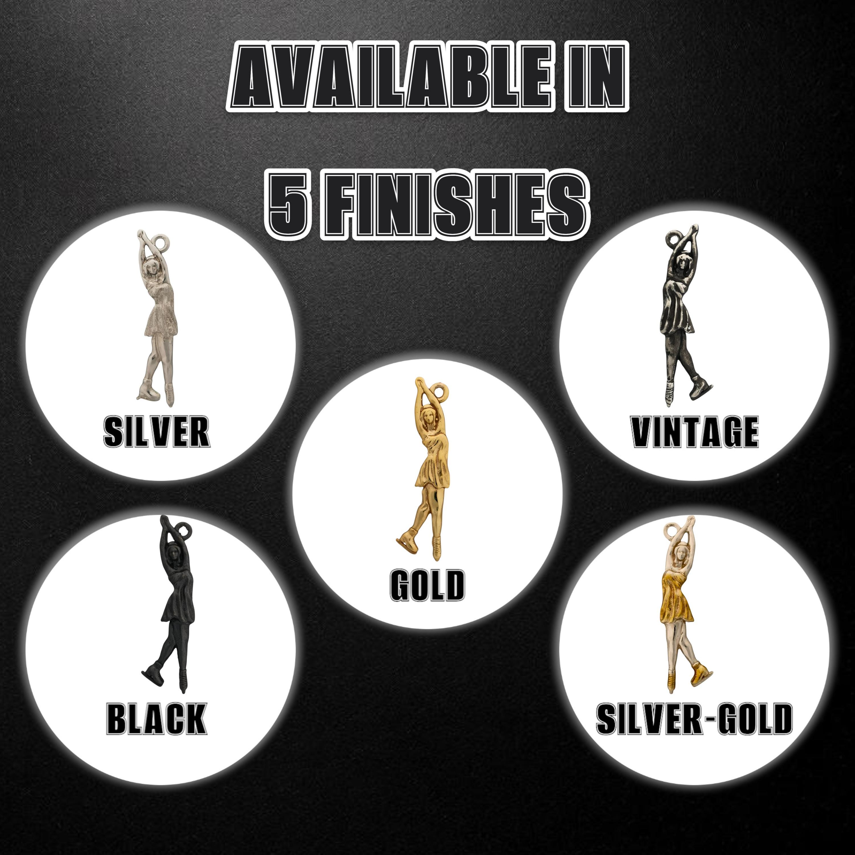 Figure Skating Jewelry Pendant for Girls  – 925 Silver with Partial Gold Plating Gift, Sports Charm for Skaters, Coaches & Fans – Necklace